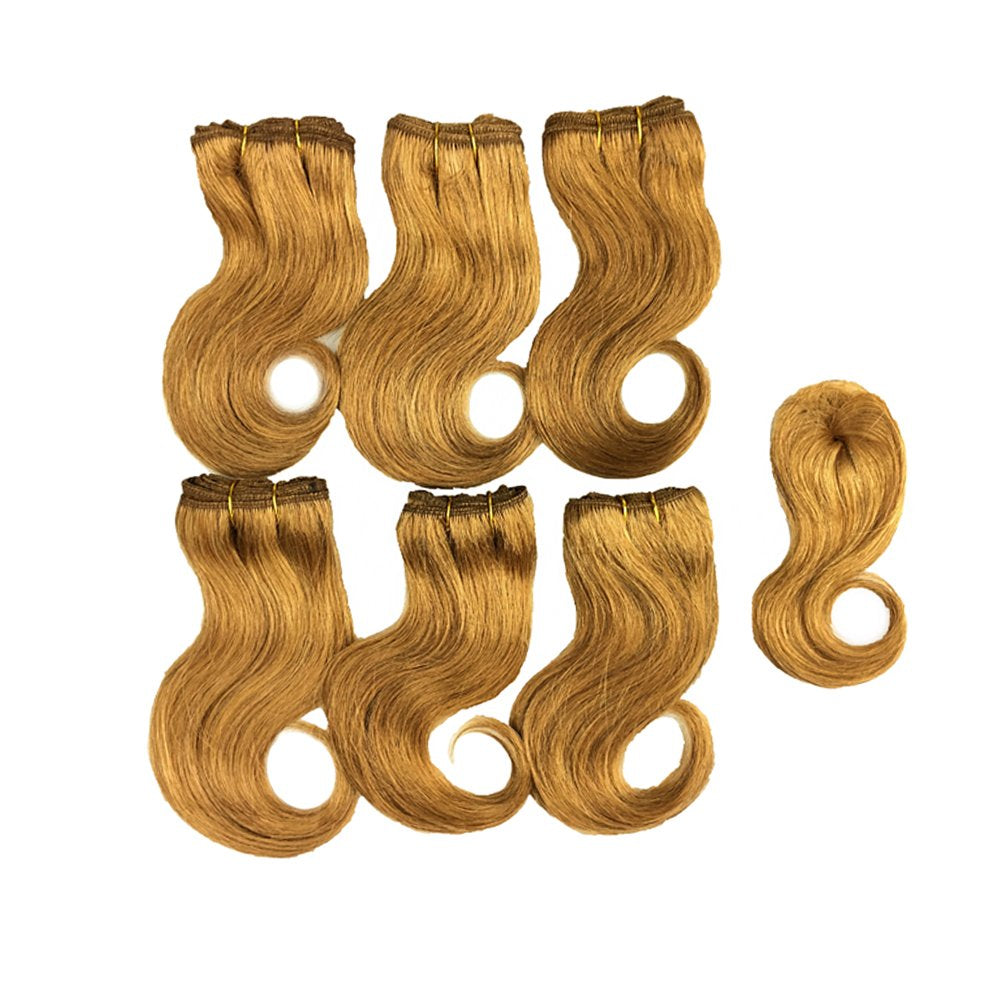 Beauty Brazilian Virgin Short Hair Extensions Honey Blonde Body Wave Bundles with Closure 8 Inch Bob Weave Human Hair