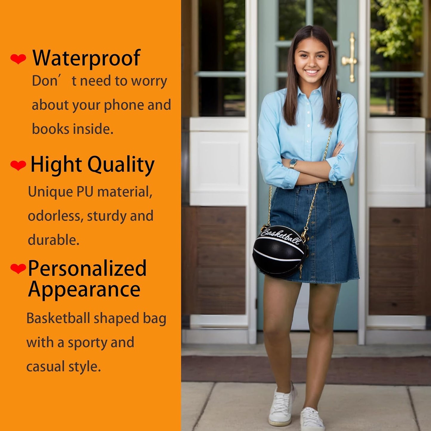 Adorable Basketball-Shaped Shoulder Bag for Girls