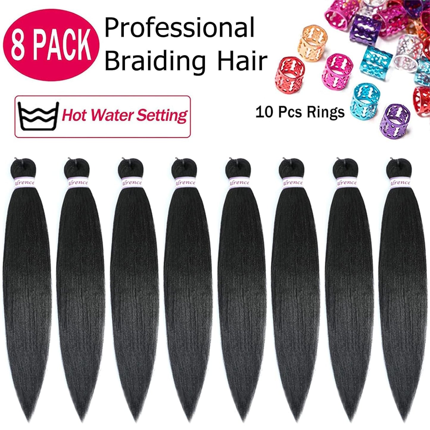 Pre Stretched Braiding Hair Long Braid 30 Inch 8 Packs Professional Braiding Hair Extensions Synthetic Crochet Twist Braids (30 Inch, 1B#)