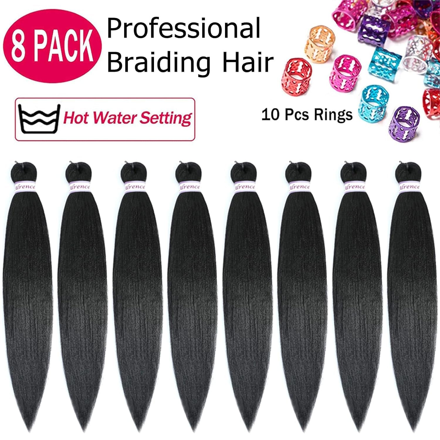 Pre Stretched Braiding Hair Long Braid 30 Inch 8 Packs Professional Braiding Hair Extensions Synthetic Crochet Twist Braids (30 Inch, 1B#)