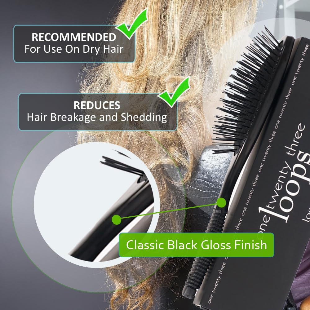 One Twenty Three Loops -  Professional Grade Loop Brush - Safely Detangles Hair Extensions, Weaves and Wigs - Snag Free Styling for Human and Synthetic Hair