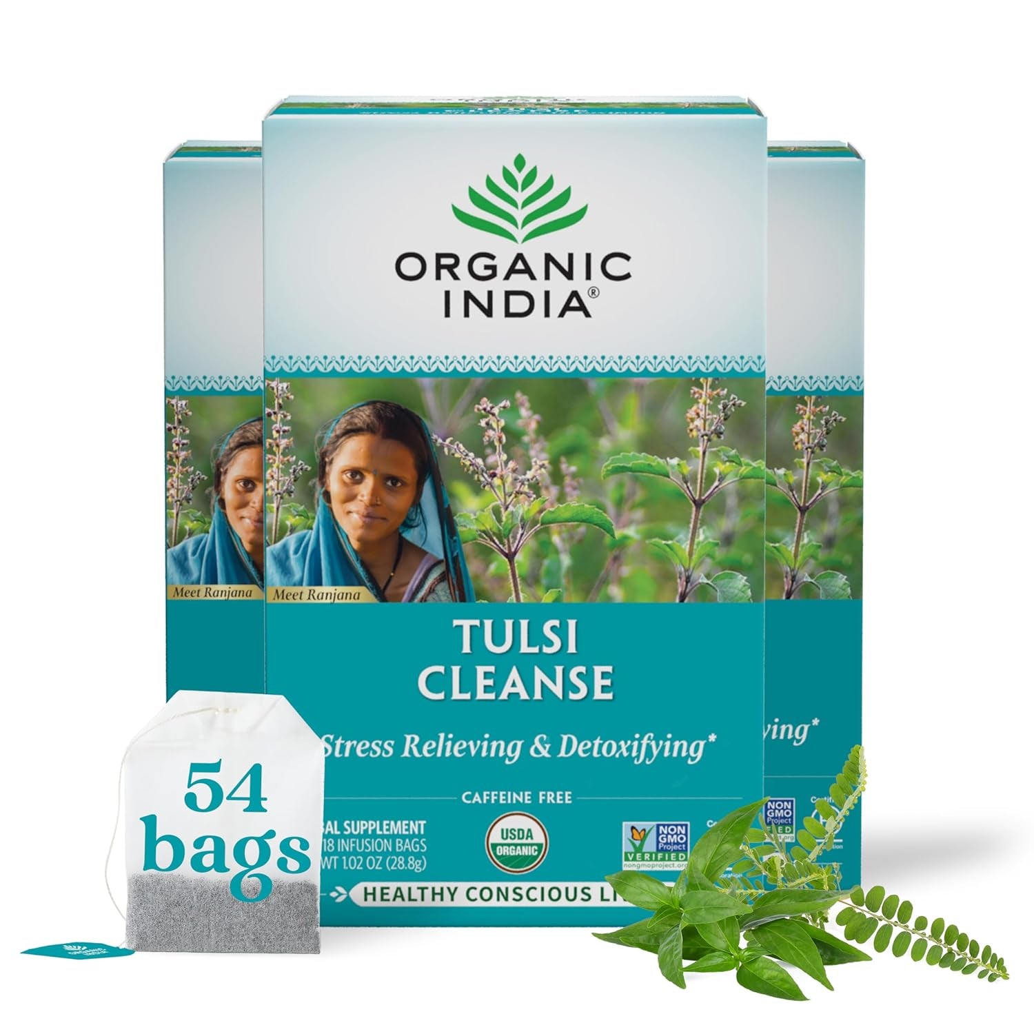 Calming Tulsi Ashwagandha Herbal Tea - Holy Basil Tea with Ashwagandha Root, Supports Restful Sleep - Adaptogen, Vegan, USDA Certified Organic, Non-Gmo - 18 Infusion Bags, 3 Pack TLBH
