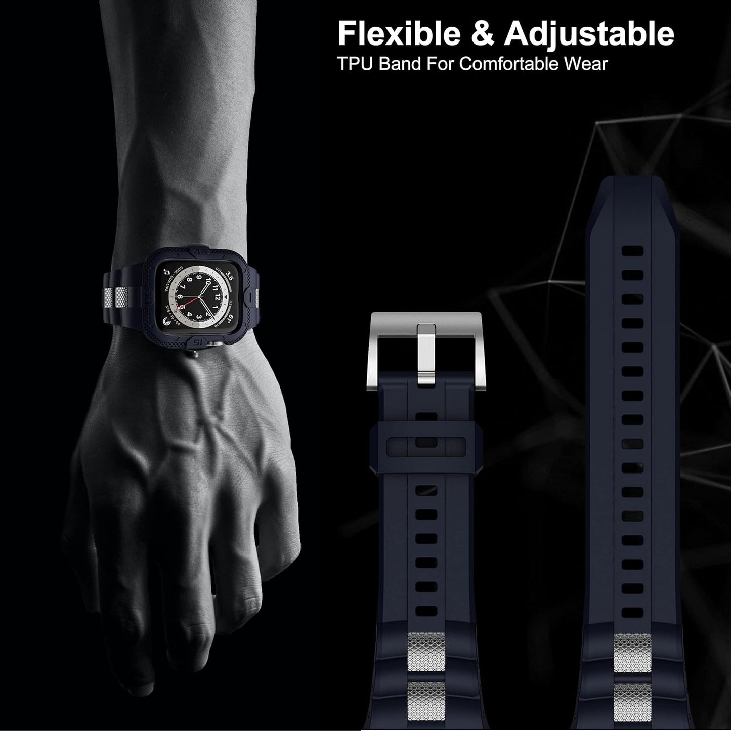 Bands Compatible for Apple Watch Band 41Mm 40Mm 38Mm, Men Sport Rugged Band with Protective Case for Watch Series 9 8 7/Series 6 SE 5 4 3, Blue