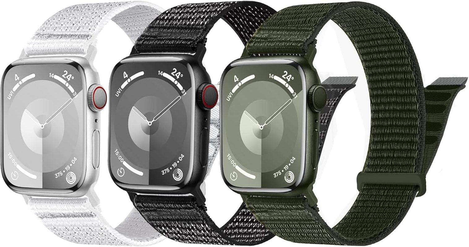 Bands Compatible with Apple Watch Band 38Mm 40Mm 41Mm 42Mm 44Mm 45Mm 46Mm 49Mm for Women Men,Nylon Watch Band for Iwatch Series 10/9/8/7/6/5/4/3/2/Se/Ultra/Ultra 2