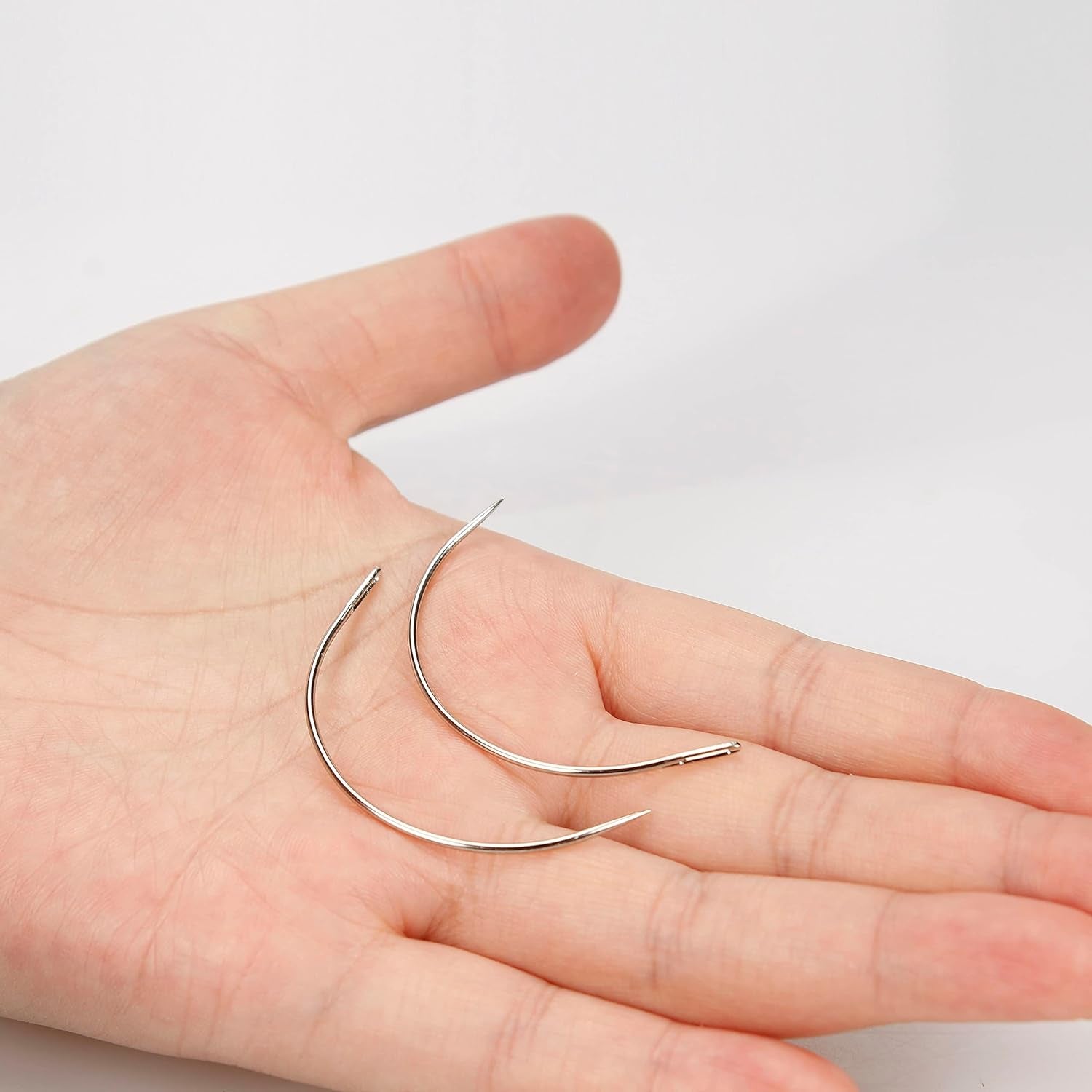 Needle and Thread for Hair Extensions 3 Rolls Hair Weave Sewing Threads with 10 Pcs C J I Shape Curved Upholstery Needles for Hand Sewing, Hair Extensions, Making Wigs DIY (10+3, Black)