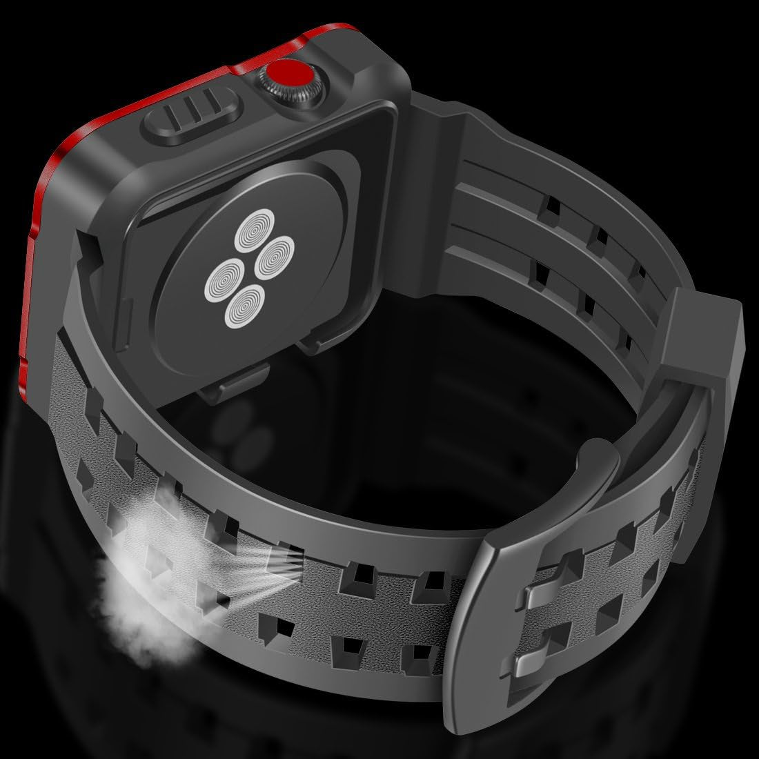 Compatible with Apple Watch Band with Case 42Mm, Metal Rugged Case with Sports Breathable Band for Apple Watch 42Mm Series 3/2/1