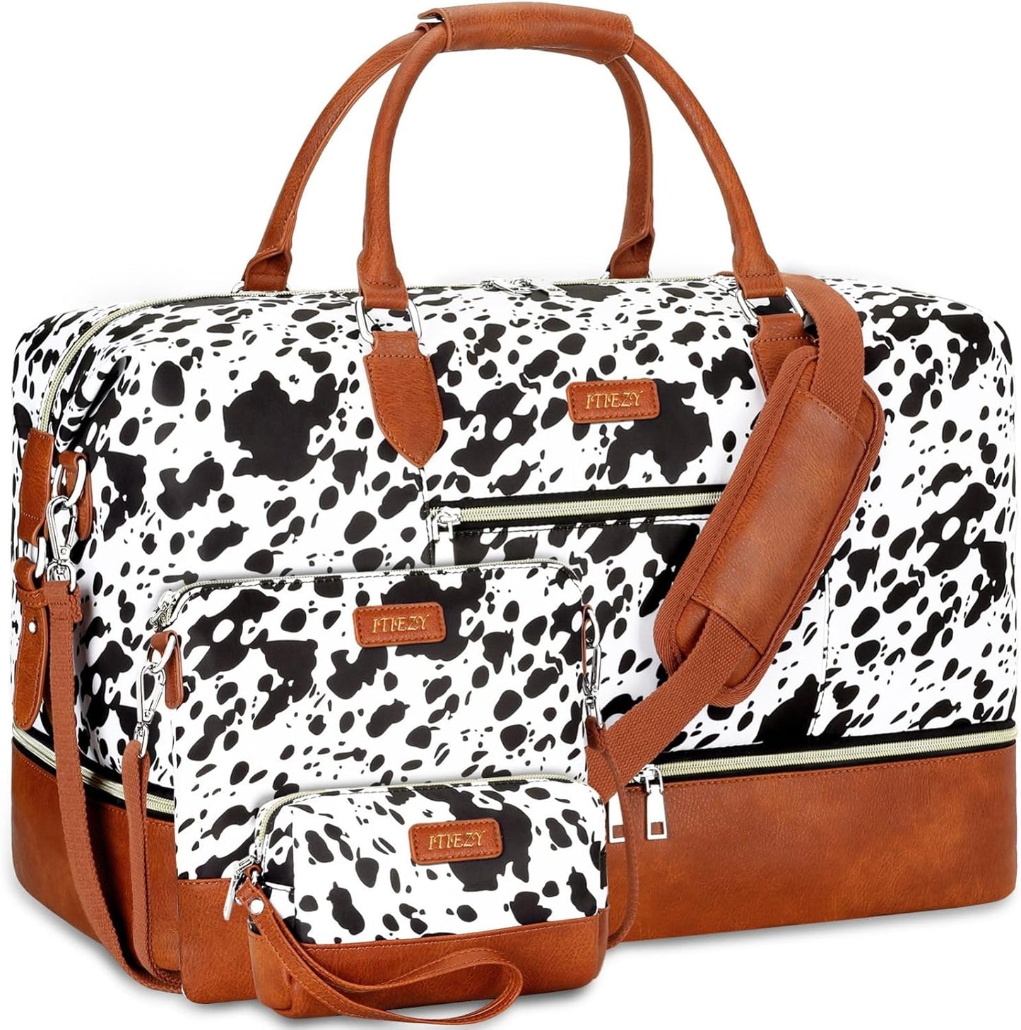 Weekender Bag for Women, Travel Duffel Bag Carry on Overnight Bag with Shoe Compartment Large Nylon Travel Weekend Tote Bag