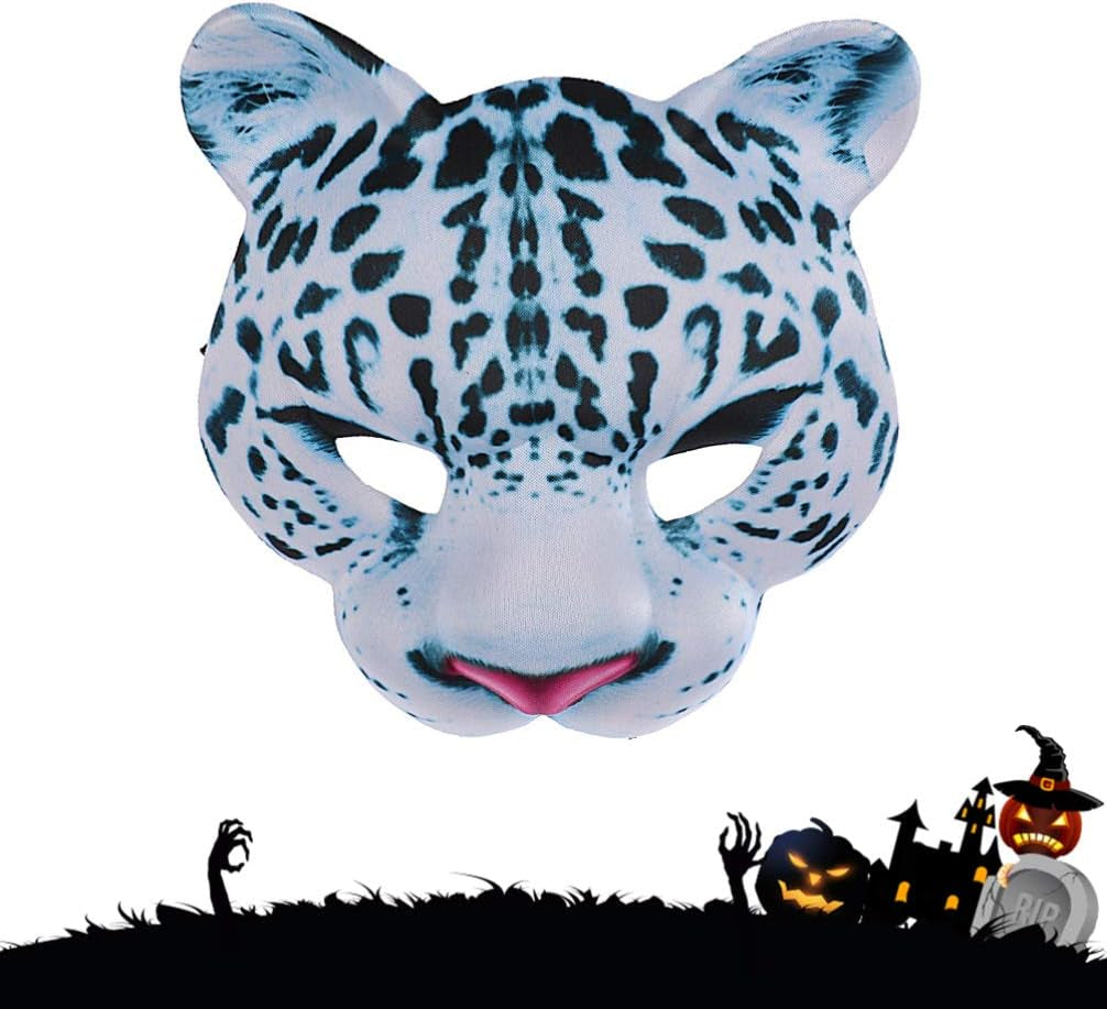 Halloween Leopard Half Face Masquerade Masks Animal for Halloween Carnival Party Dress up Costume Props