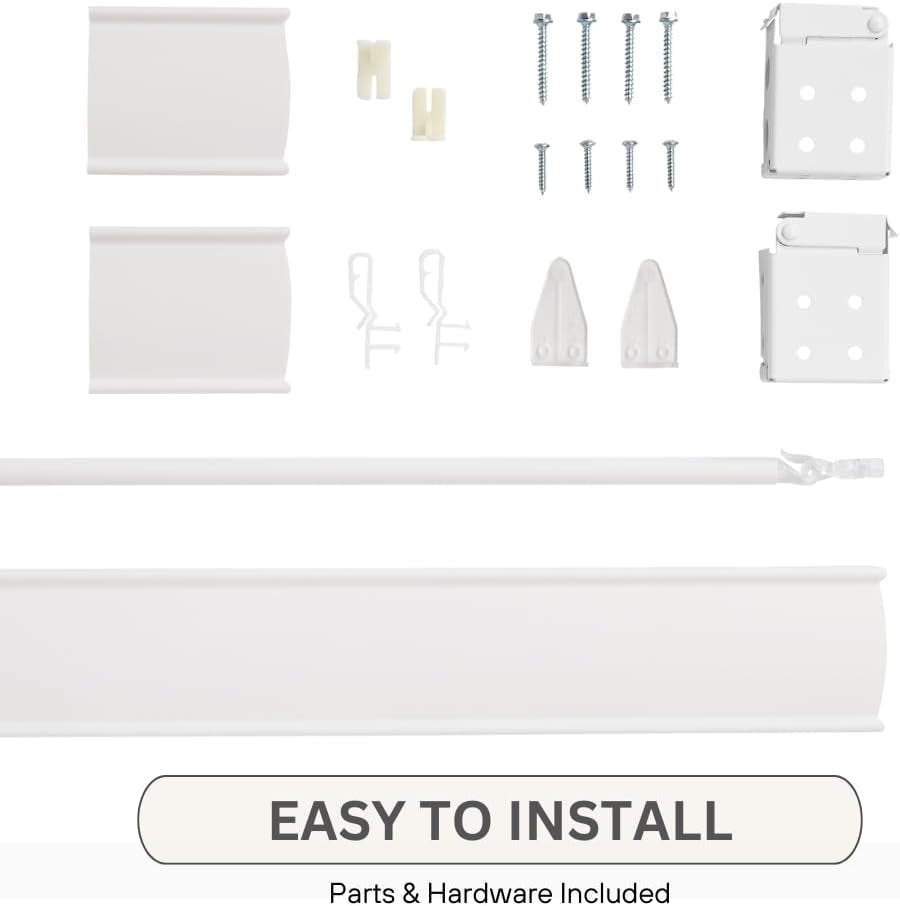 Cordless Faux Wood Blinds, 35" Wide X 84" Long, Smooth, Snow White, 2 Inch Horizontal Blinds – for Living Room, Bedroom, Interior Door Windows