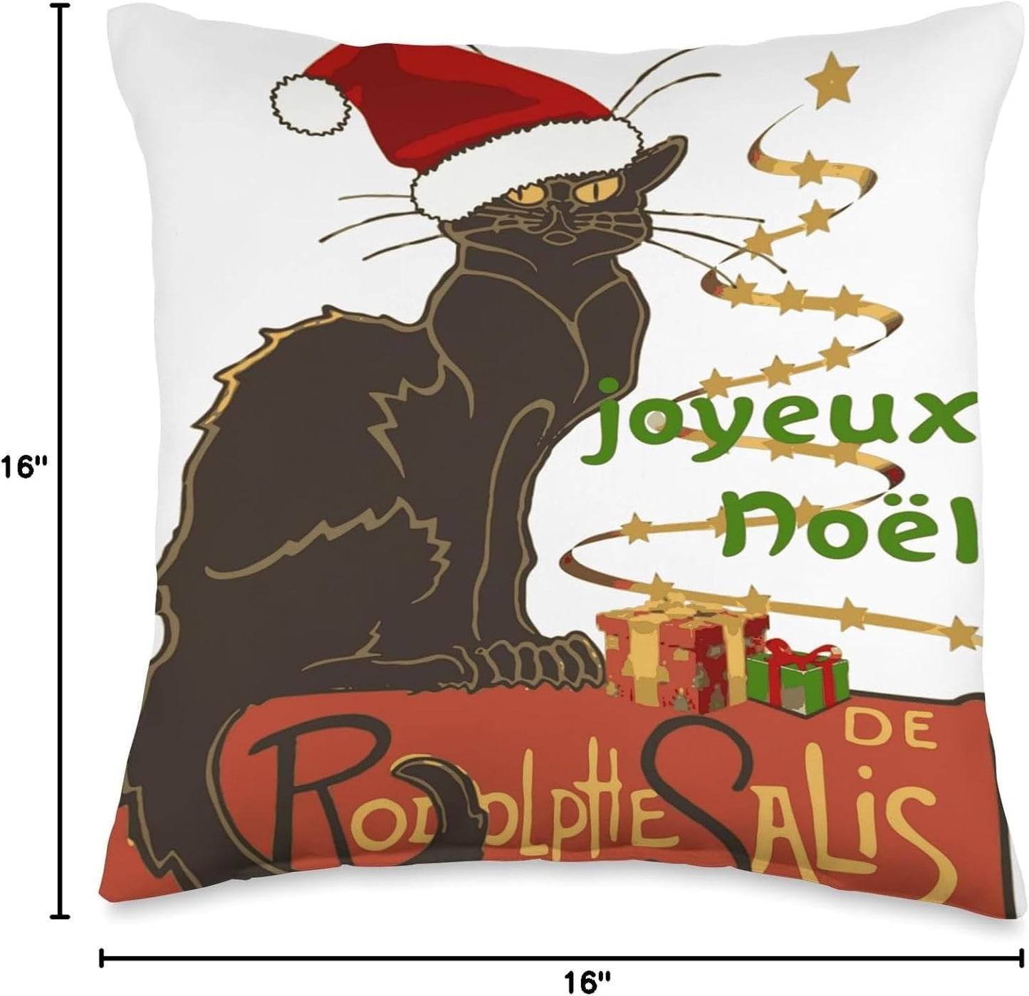 Joyeux Noel Le Chat Noir Christmas Holiday Vector Art Throw Pillow