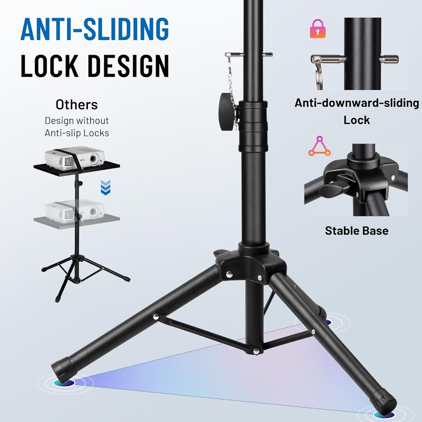 Projector Tripod Stand Adjustable: Height 26 to 51.5In Projector Laptop Stand Portable Multifunctional DJ Rack Stand for Outdoor Movies Computer Book DJ Equipment CY0331