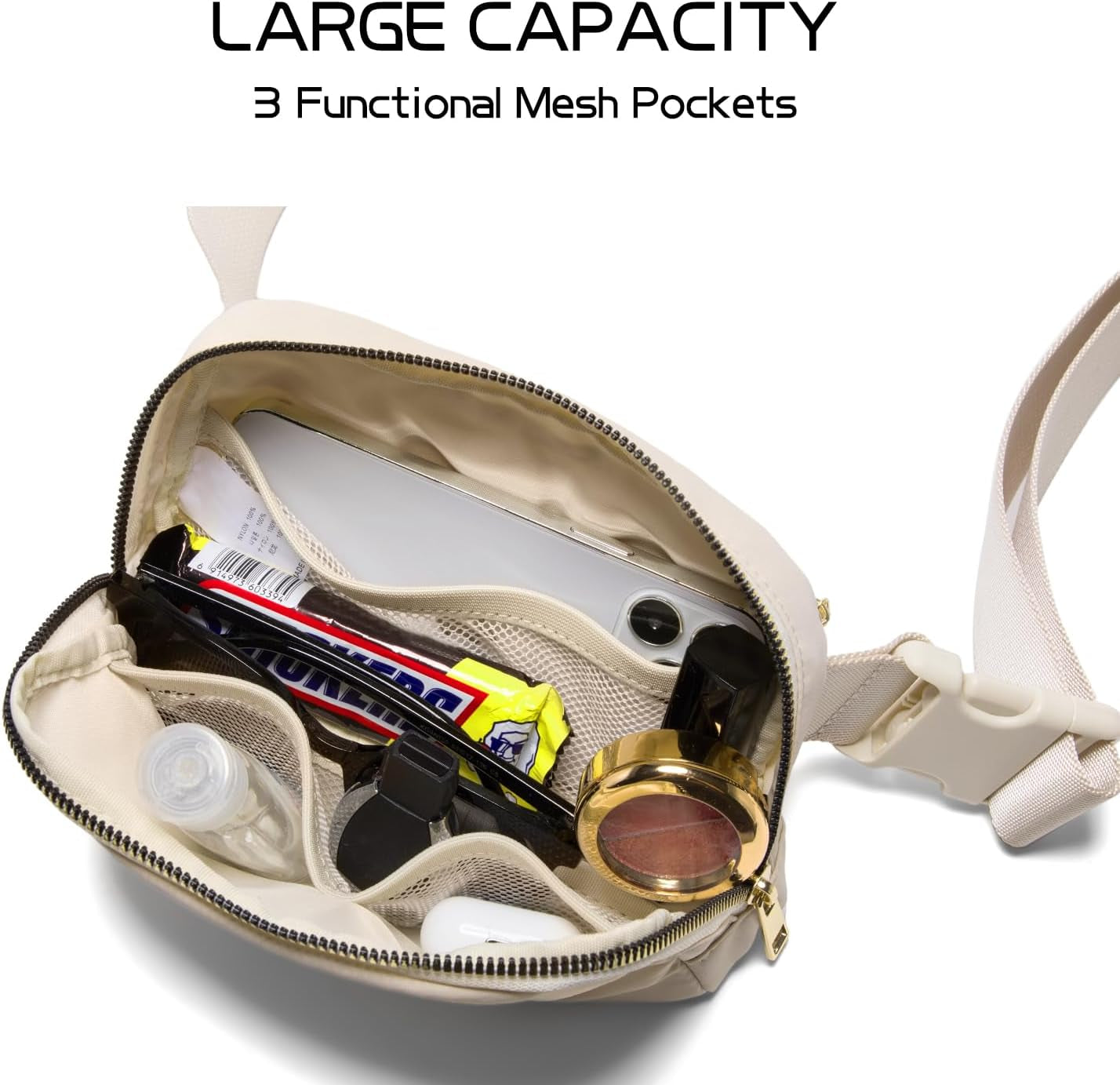 Belt Bag Fanny Pack Crossbody Bags with Initial Letter Patch Cute Stuff Birthday Gifts for Teenager Girls Cool Stuff for Teens Trendy Preppy Stuff for Teen Girls (Beige-A)