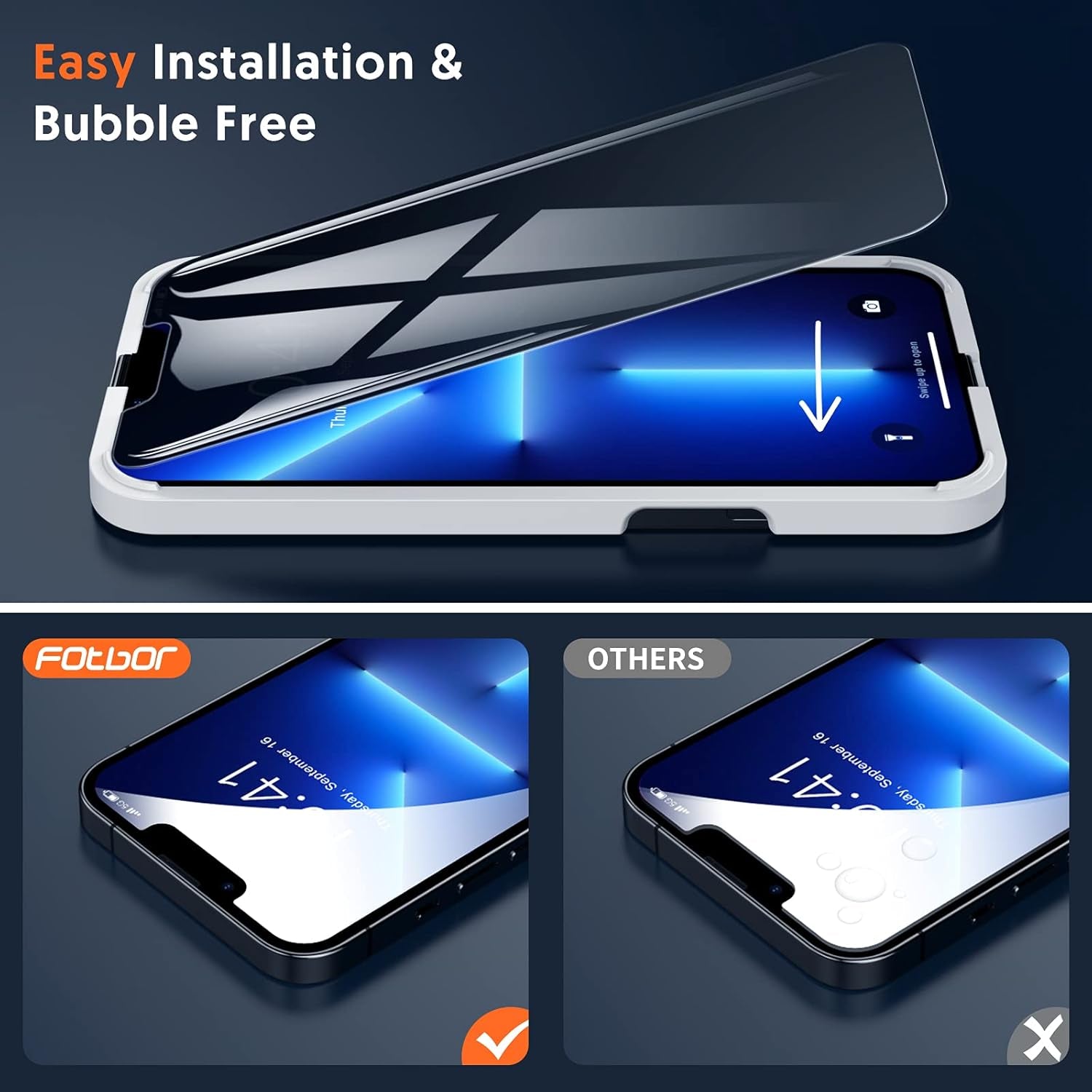 for Iphone 16E/14/13/ 13 Pro Privacy Screen Protector, 2 Pack Privacy Screen, anti Spy Tempered Glass Film with Easy to Install Kit, Accessories 6.1 Inch