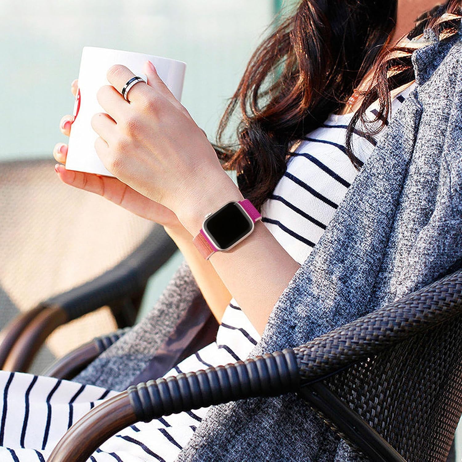 Soft and Breathable Sport Nylon Loop Strap Compatible with Apple Watch Bands 38MM 40MM 41MM 42MM 44MM 45MM 49MM, Women Men Adjustable Straps Compatible with Iwatch Series SE 9/8/7/6/5/4/ Ultra