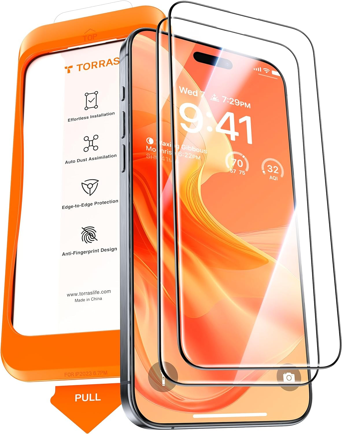 12FT Military-Grade Shatterproof for Iphone 16E Screen Protector 2025 [9H+ Durable＆ One-Pull Installation] Full Coverage Fit Tempered Glass Screen Protector 16E 6.1″ 2 Pack