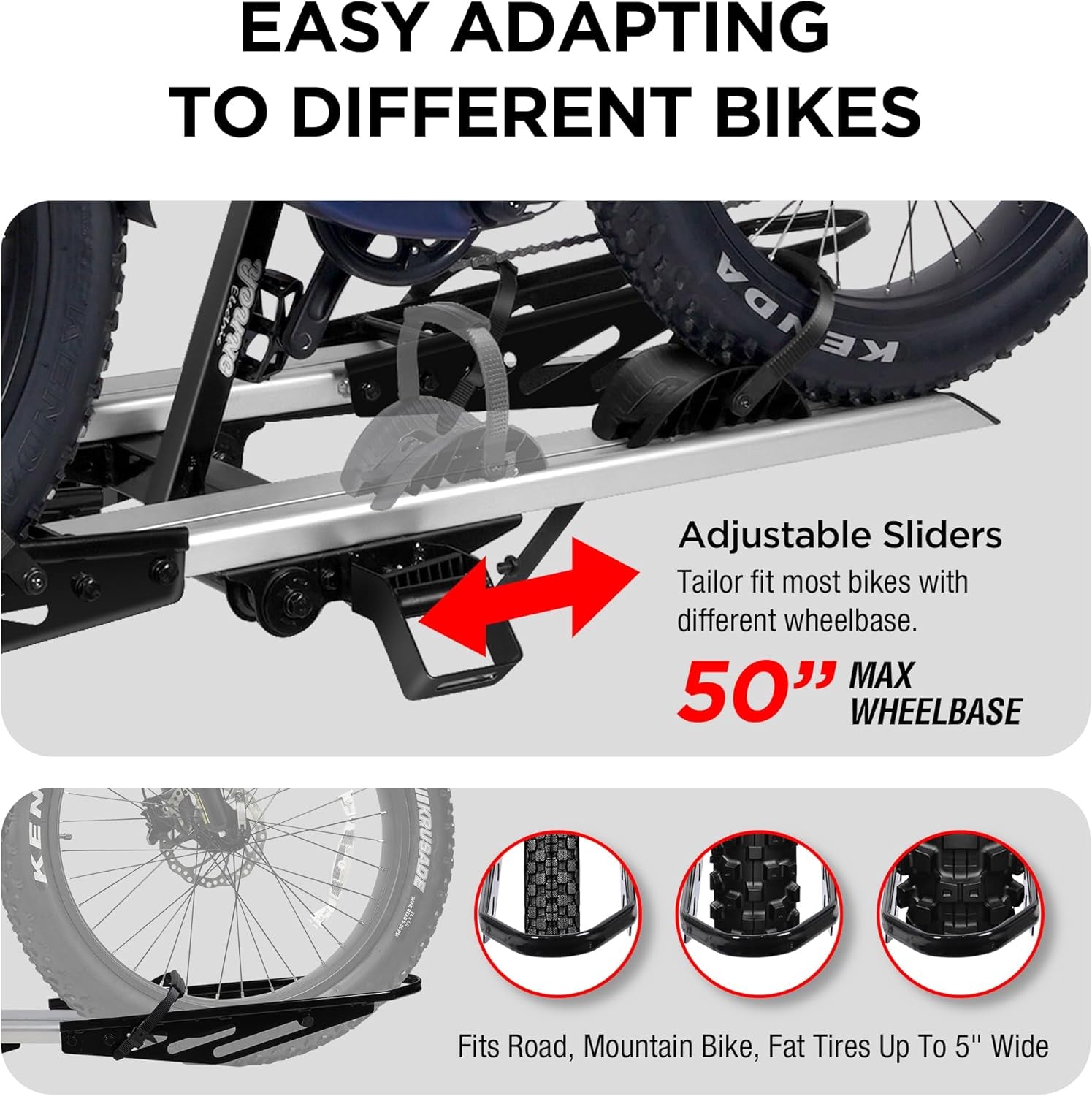 200 LBS. Hitch Mount Ebike Rack for Fat Tire Electric Bikes, Mountain Bicycles, Fits Cars, Suvs, Rvs, Trucks, Trailers with 2 Inch Receiver