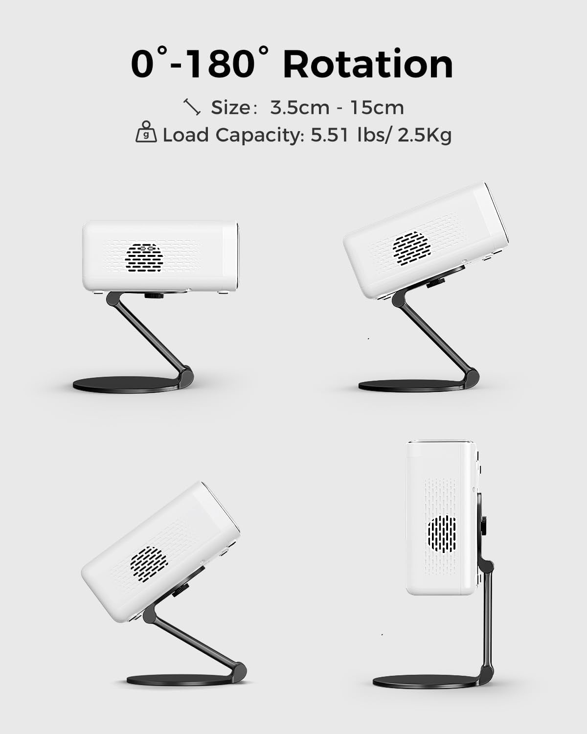 Portable Projector Foldable Stand with 180-Degree Rotation for Eazze Series (367G) & 47.24" Fixed Height Floor Stand, 1/4-Inch Screw, 360° Rotatable, Multi-Device Compatible