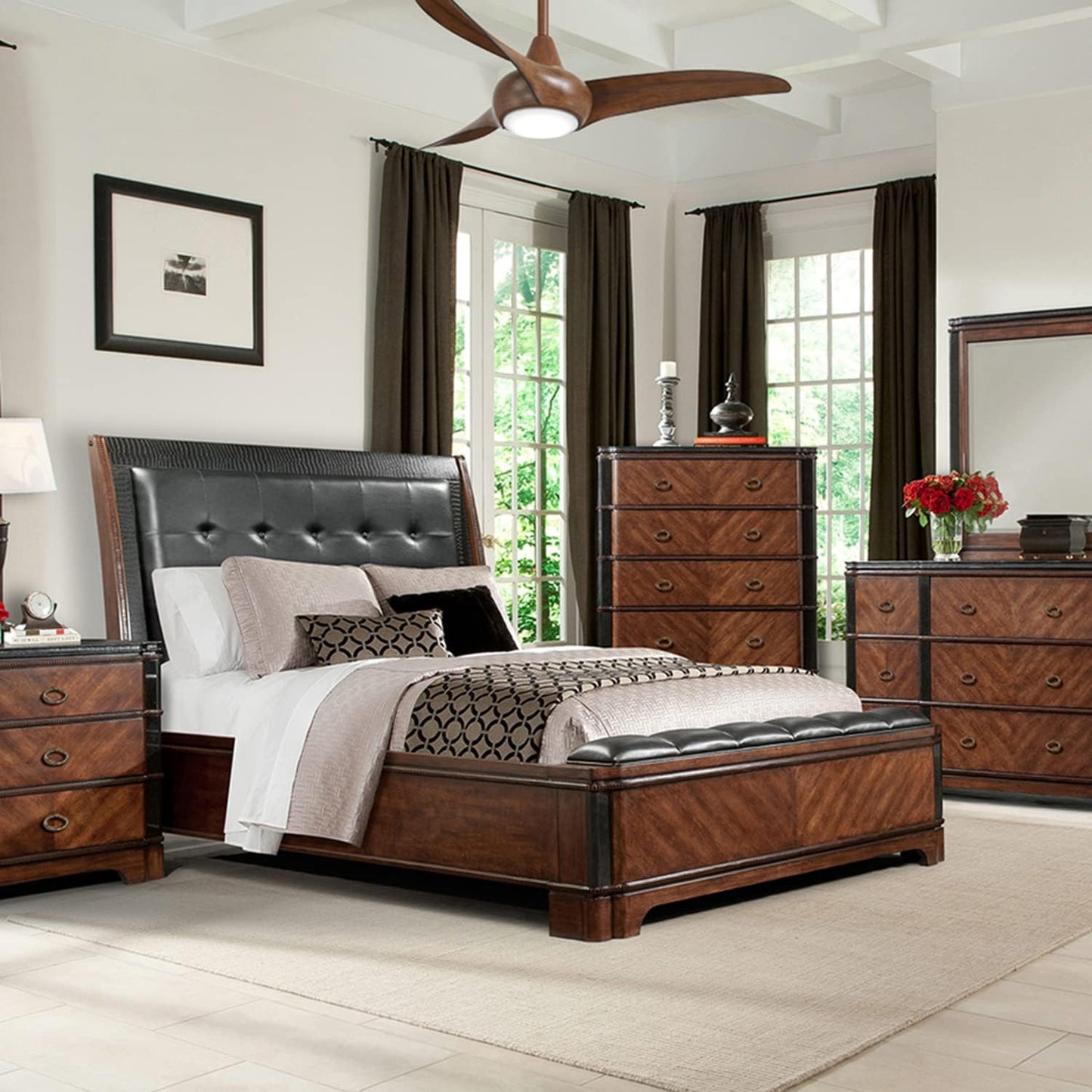 F845-DK Light Wave 44 Inch Ceiling Fan with LED Light and Remote Control, Brown Distressed Koa Finish