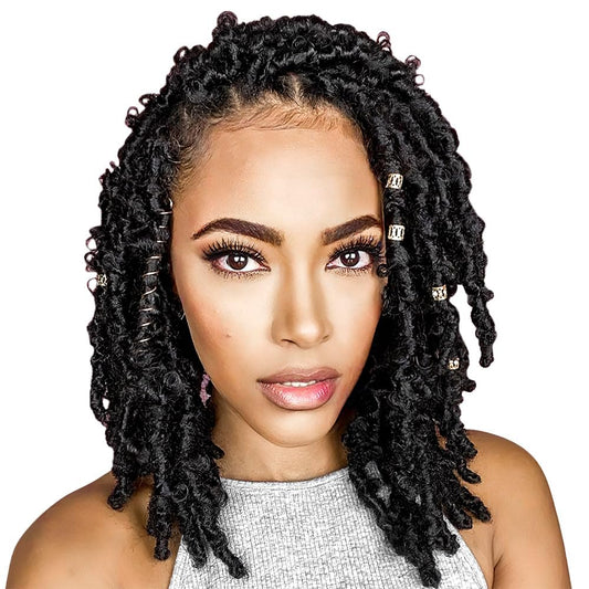 6 Packs Butterfly Locs Crochet Hair 12 Inch Pre Looped Distressed Locs Crochet Braids (1#)