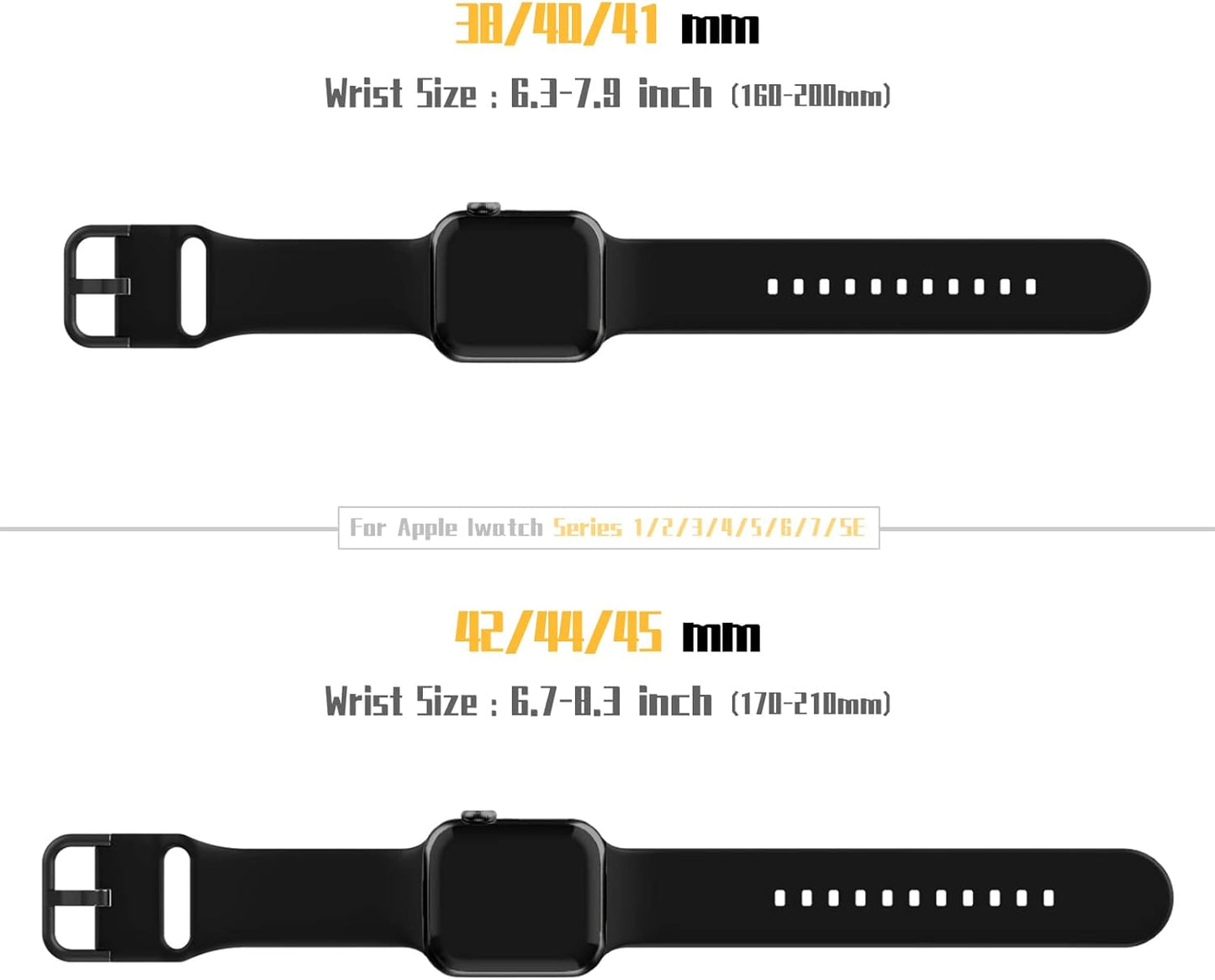 Sport Band Compatible with Apple Watch Bands 49Mm 45Mm 44Mm 42Mm 41Mm 40Mm 38Mm, Soft Silicone Wristband Replacement Strap with Classic Clasp for Iwatch Series 9 Ultra SE 8 7 6 5 4 3 2 1 for Women Men