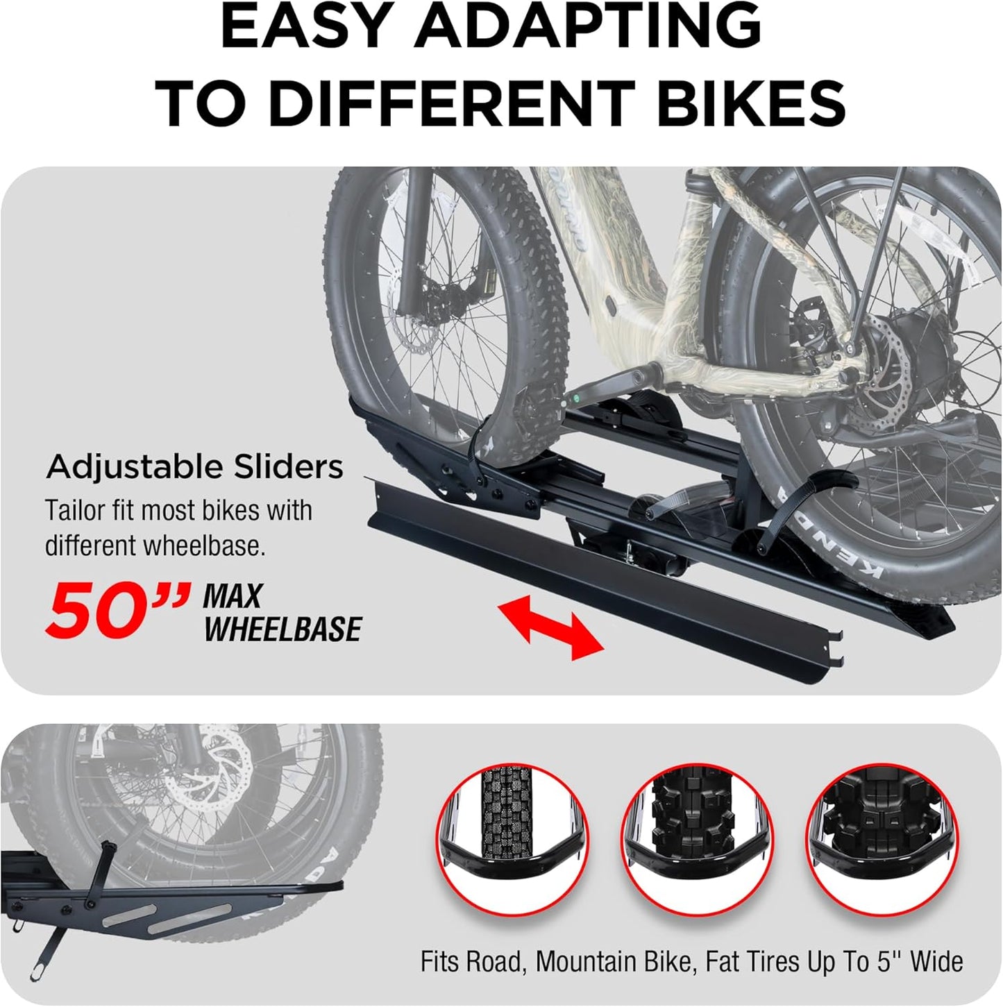 250LBS. Capacity Foldable Aluminum 3-Ebike Rack with Ramp for Car SUV RV Truck Trailer and Van, 2 Inch Receiver