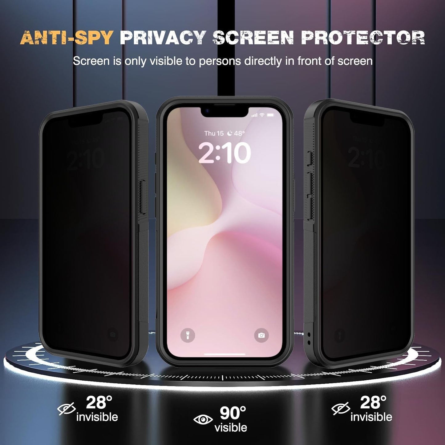 for Iphone 16E Case, Compatible with Magsafe, with Privacy Screen Protector, 15Ft Drop Protection, Dual Layer Magnetic Phone Case for Iphone 16E (2025), Black