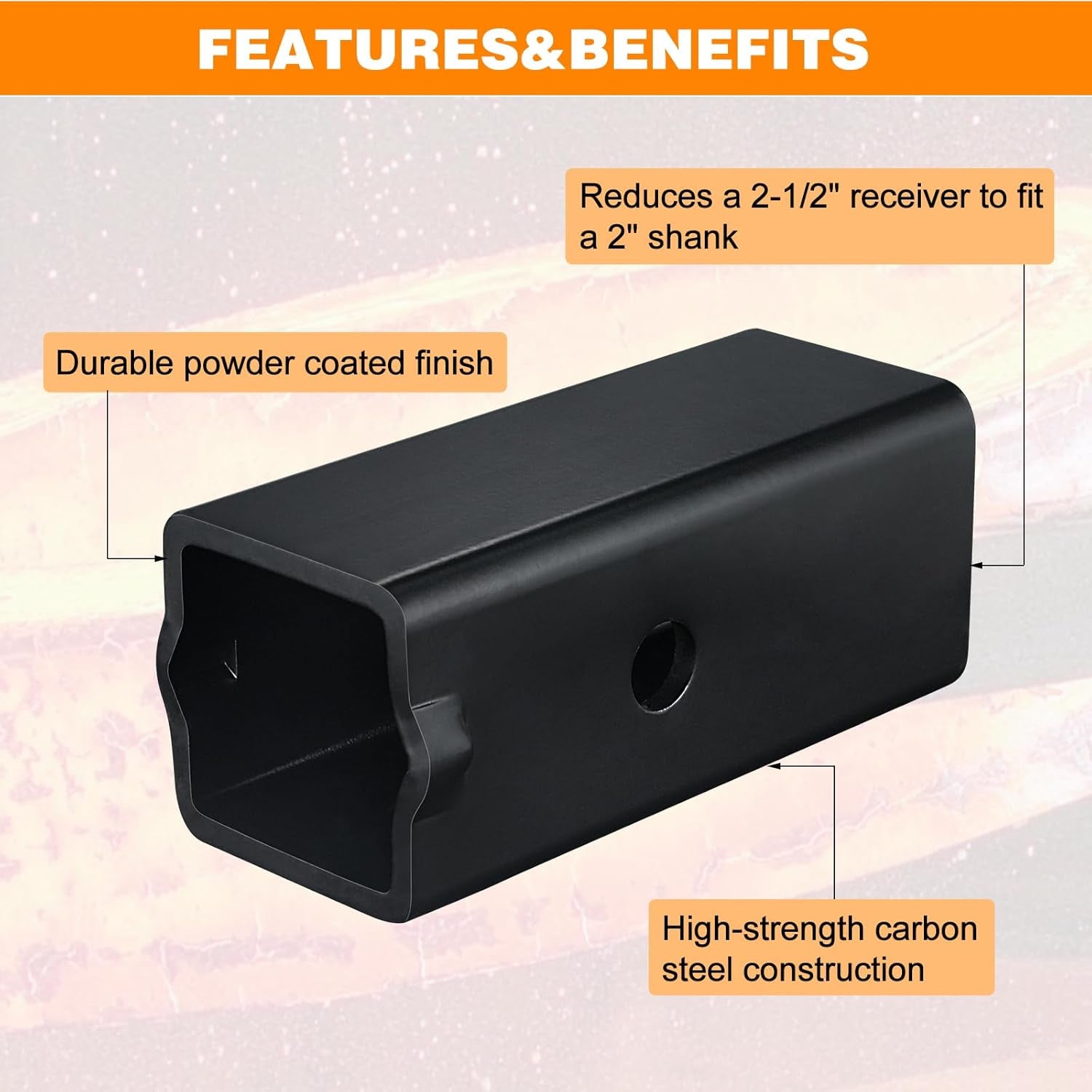 Trailer Hitch Receiver Adapter Hitch Reducer Sleeve, 2-1/2" to 2" Large to Small Receiver Hitches for Tractor Bucket, RV, Truck, Bike Rack and Cargo Carriers TRUCK DRIVER