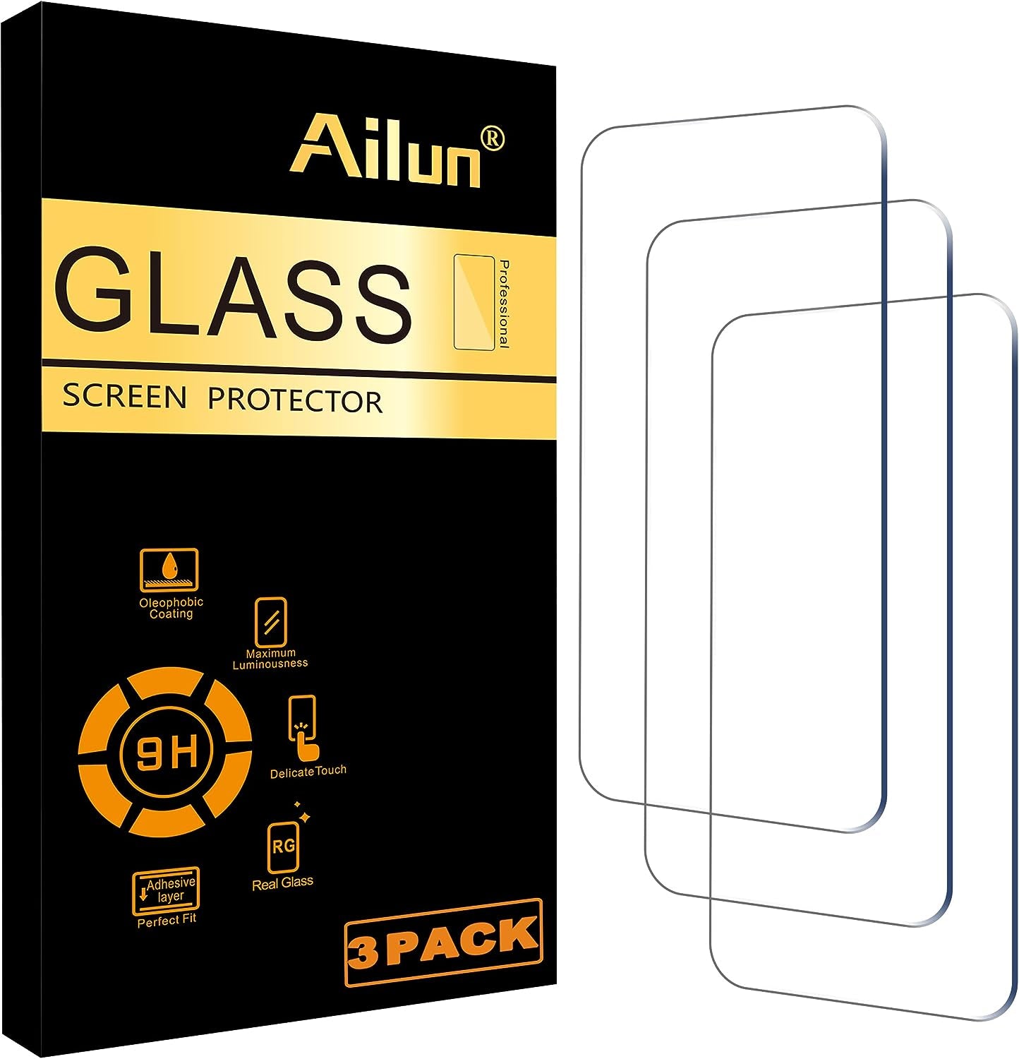 Screen Protector for Iphone 16 Plus/Iphone 15 Plus/Iphone 15 Pro Max [6.7 Inch] Display 3 Pack Tempered Glass, Dynamic Island Compatible, Case Friendly[Not for Iphone 16 Pro Max 6.9 Inch]