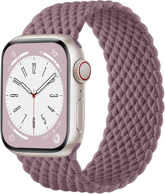 Braided Solo Loop Compatible with Apple Watch Bands 44Mm 45Mm 42Mm 49Mm Women Men, Stretchy Soft Woven Nylon Elastic Strap Wristband for Iwatch Series 9/8/7/6//5/4/3/2/1/Se/Ultra,Smoke Violet