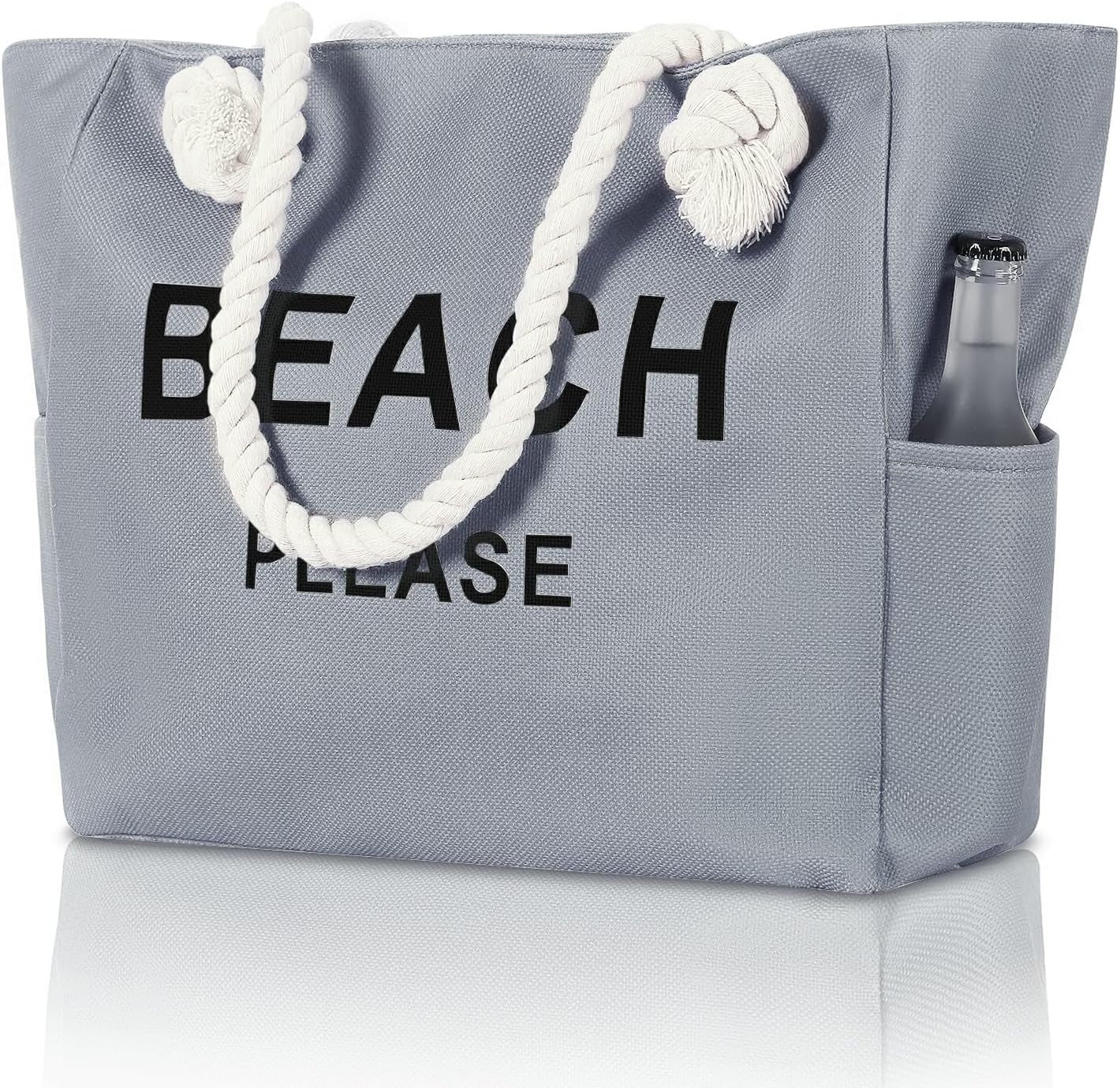 Large Canvas Beach Tote Bag with Zipper Women Swim, Travel, Shopping, Gym and Beach Holiday Cruise Essentials