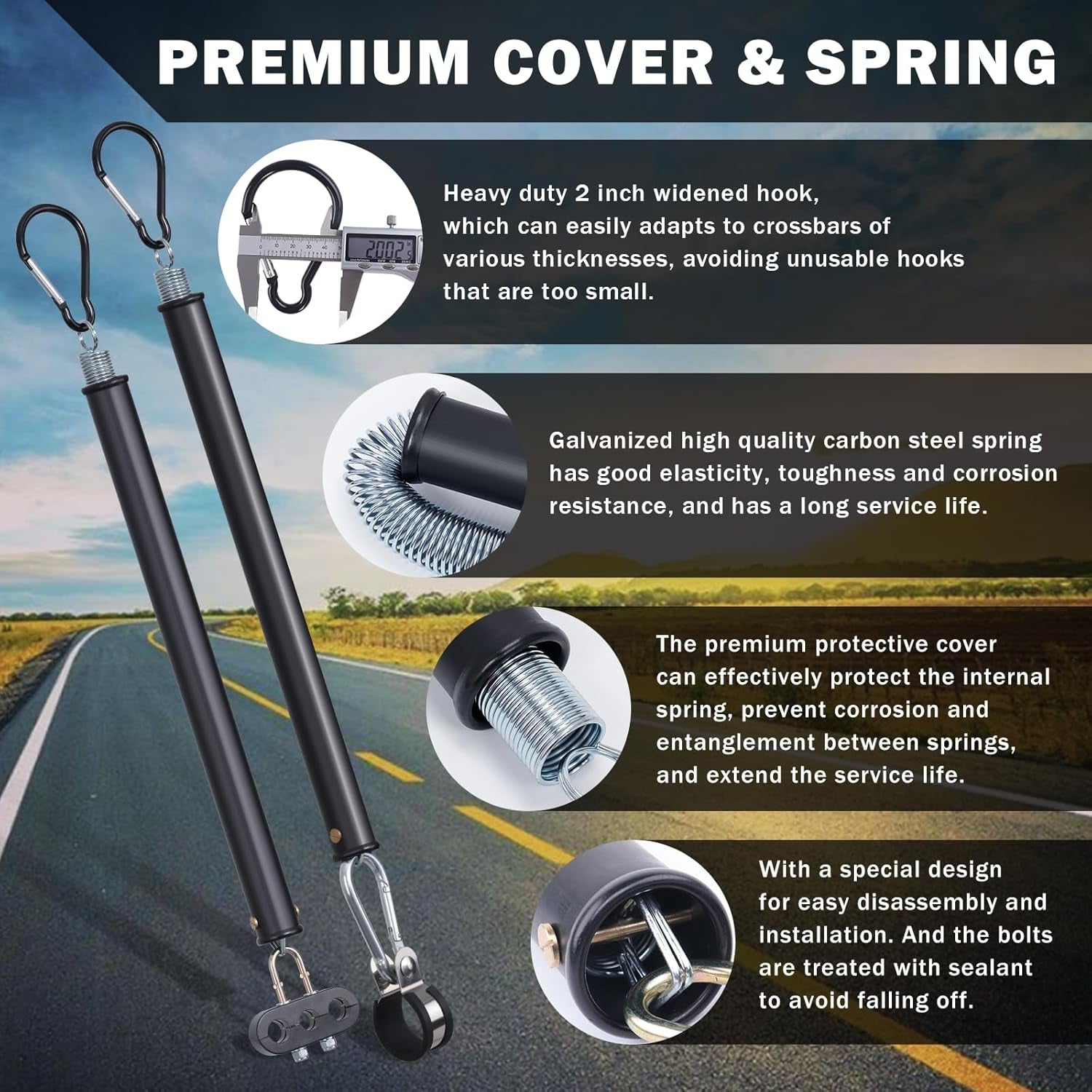 2 PCS 16" Single Tender Spring Kits with 3In1 Hose Holder and 3-Hole Clamp Heavy Duty Tender Spring for Semi Truck Air Lines Kit with 2 Style Air Line Holders for Truck Trailer Tractor