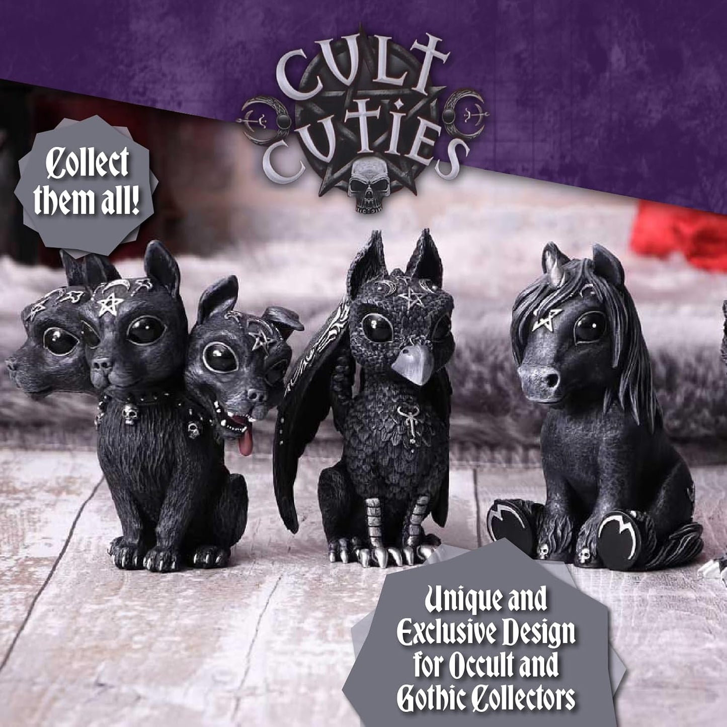 Figurine Decor, Detailed Hand-Painted Polyresin, Black - Beelzebat Gothic Satanic Bat