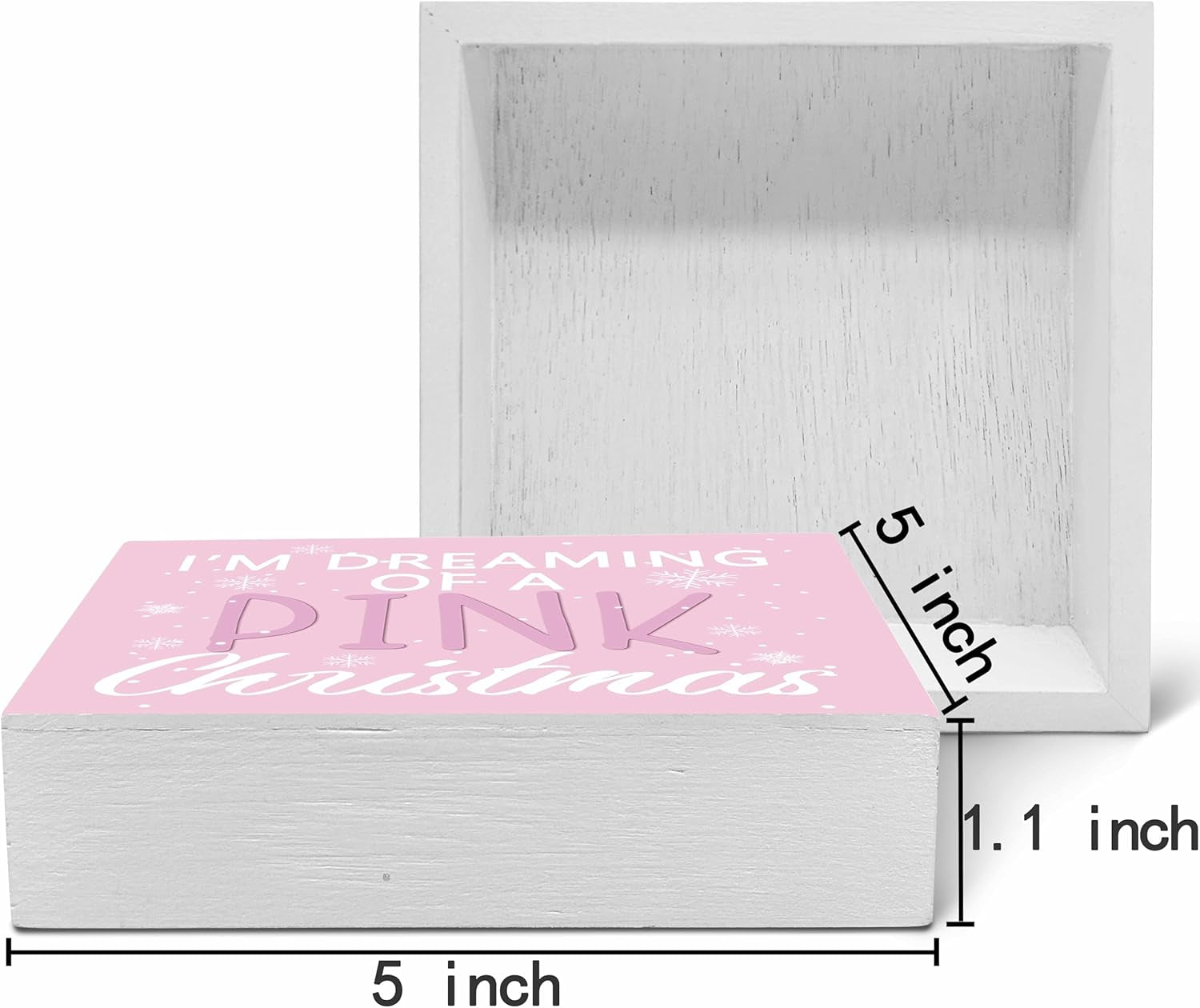 Im Dreaming of a Pink Christmas Wood Box Sign Desk Decor, Pink Christmas Decor Wooden Box Sign Decoration for Home Office, Pink Christmas Decorations, Pink Desk Decor Shelf Table Decor