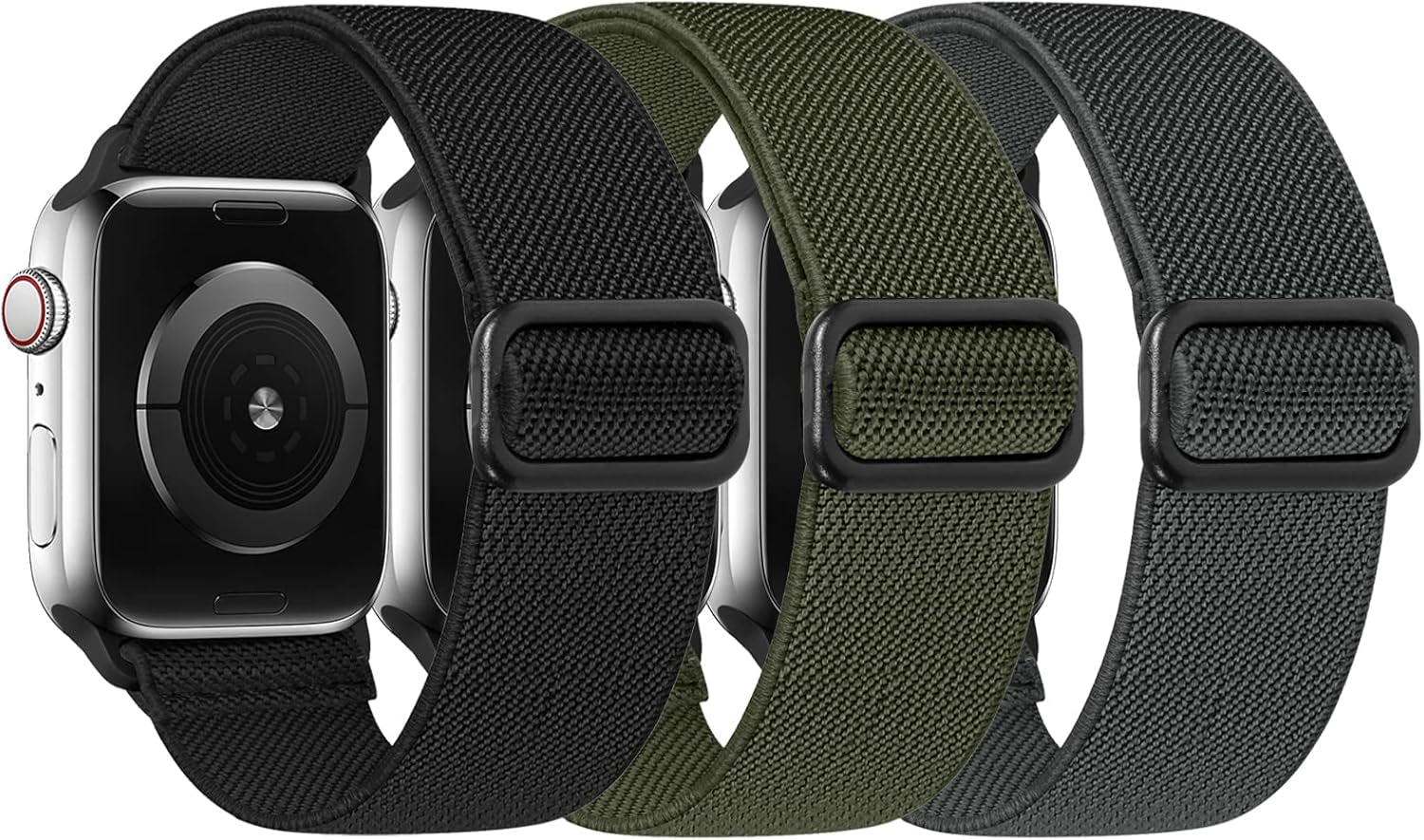 Adjustable Braided Solo Loop Bands Compatible with Apple Watch 38Mm 40Mm 41Mm 42Mm 44Mm 45Mm 49Mm, Stretchy Nylon Sport Elastic Wristbands Women Men Straps for Iwatch Series 8/7/6/5/4/3/2/1/Se/Ultra, 3 Packs