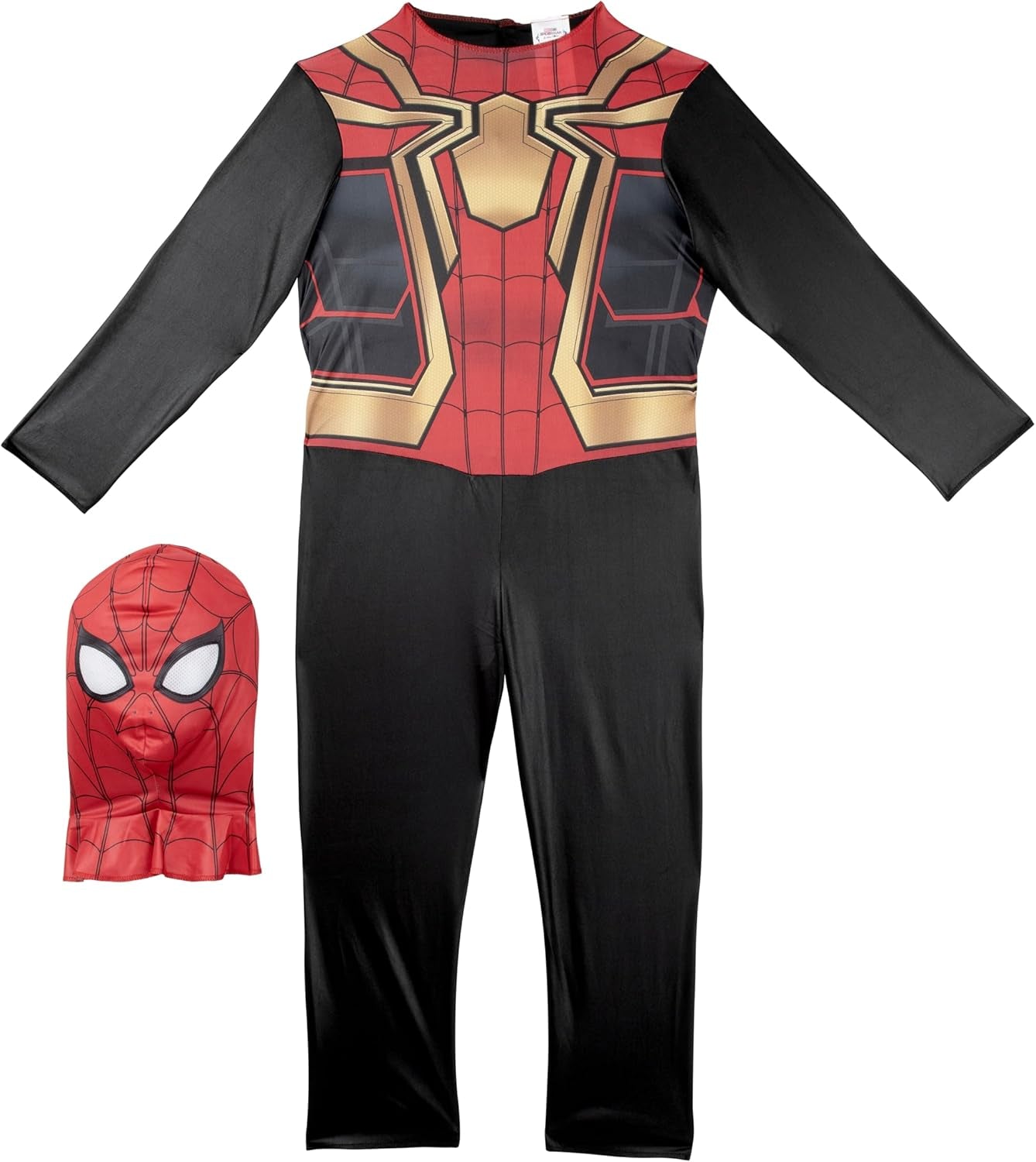 Marvel Integrated Spider-Man Official Youth Halloween Costume - Premium Quality Printed Jumpsuit with Pull on Fabric Mask
