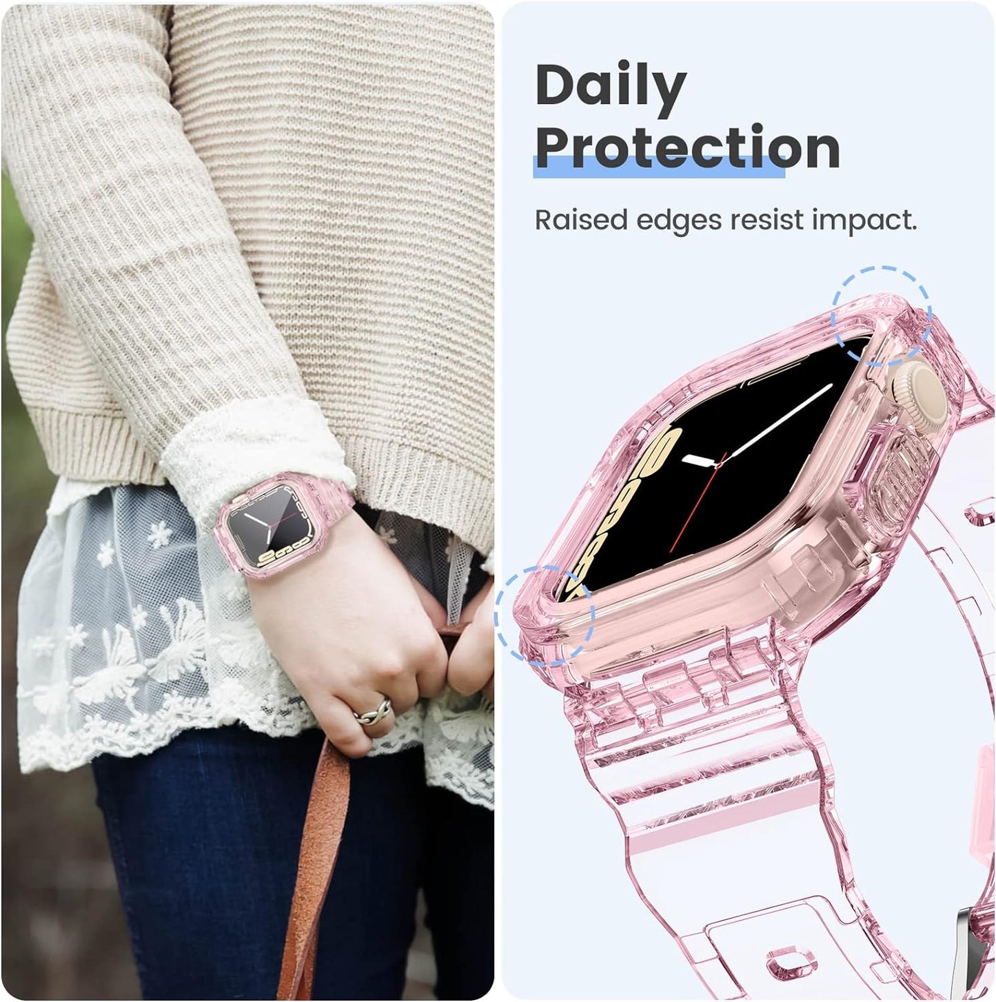 for Apple Watch Band 38Mm 40Mm 41Mm 42Mm 44Mm 45Mm 49Mm for Women Men, Cute Soft Sport Strap with Bumper Case, Cool Wristband Accessories for Iwatch Ultra SE2 Series 9 8 7 SE 6 5 4 3 2 1
