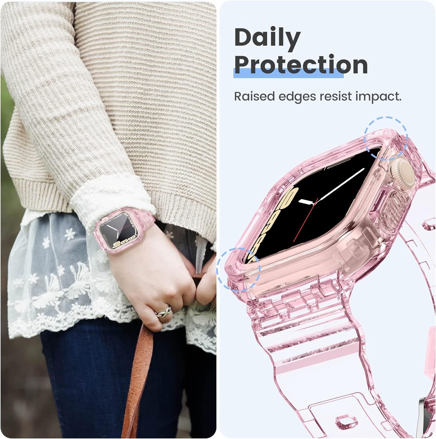 for Apple Watch Band 38Mm 40Mm 41Mm 42Mm 44Mm 45Mm 49Mm for Women Men, Cute Soft Sport Strap with Bumper Case, Cool Wristband Accessories for Iwatch Ultra SE2 Series 9 8 7 SE 6 5 4 3 2 1