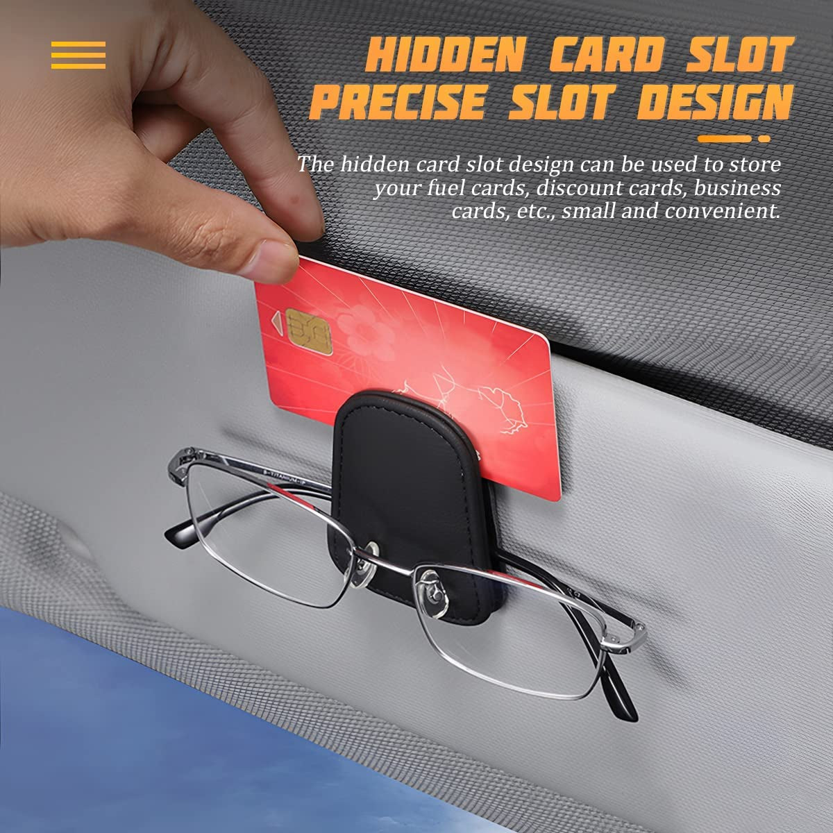 Sunglasses Holders for Car Sun Visor, Leather Eyeglasses Hanger Mounter, Magnetic Glasses Holder and Ticket Card Clip, Auto Interior Accessories Universal for SUV Pickup Truck TRUCK DRIVER