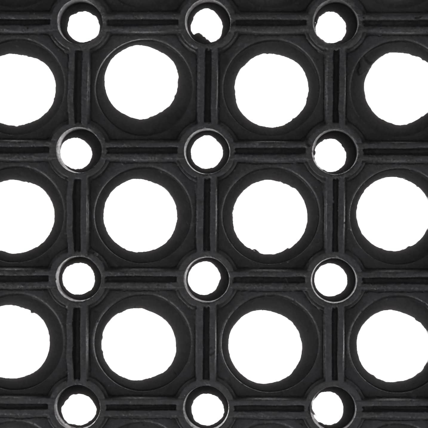 Indoor/Outdoor Hose-Wash Holes Design Non-Slip Rubber 10" X 30" Modern Stair Treads for Stairs, Garage, Patio, 5 Pack, Black Holes