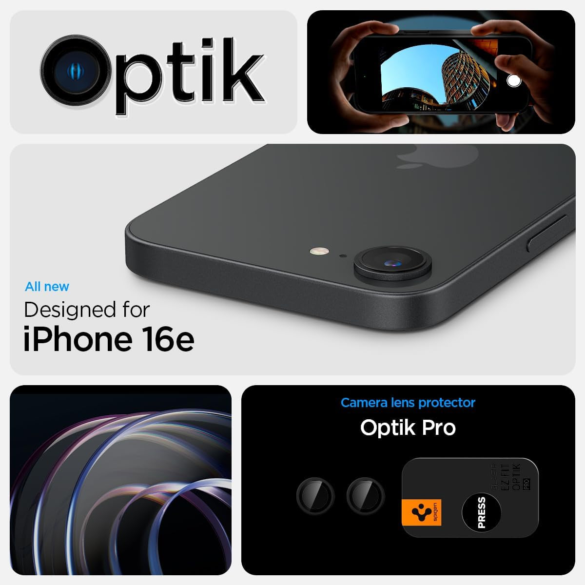 Camera Lens Screen Protector [Glastr Optik Pro] Designed for Iphone 16E - Black [2 Pack]