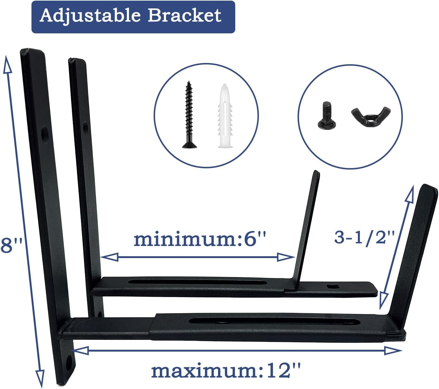 Window Box Brackets Adjustable Planter Box Brackets Wall Mount Flower Box Brackets for Window Sill, Fence or Wall (4 Pack)