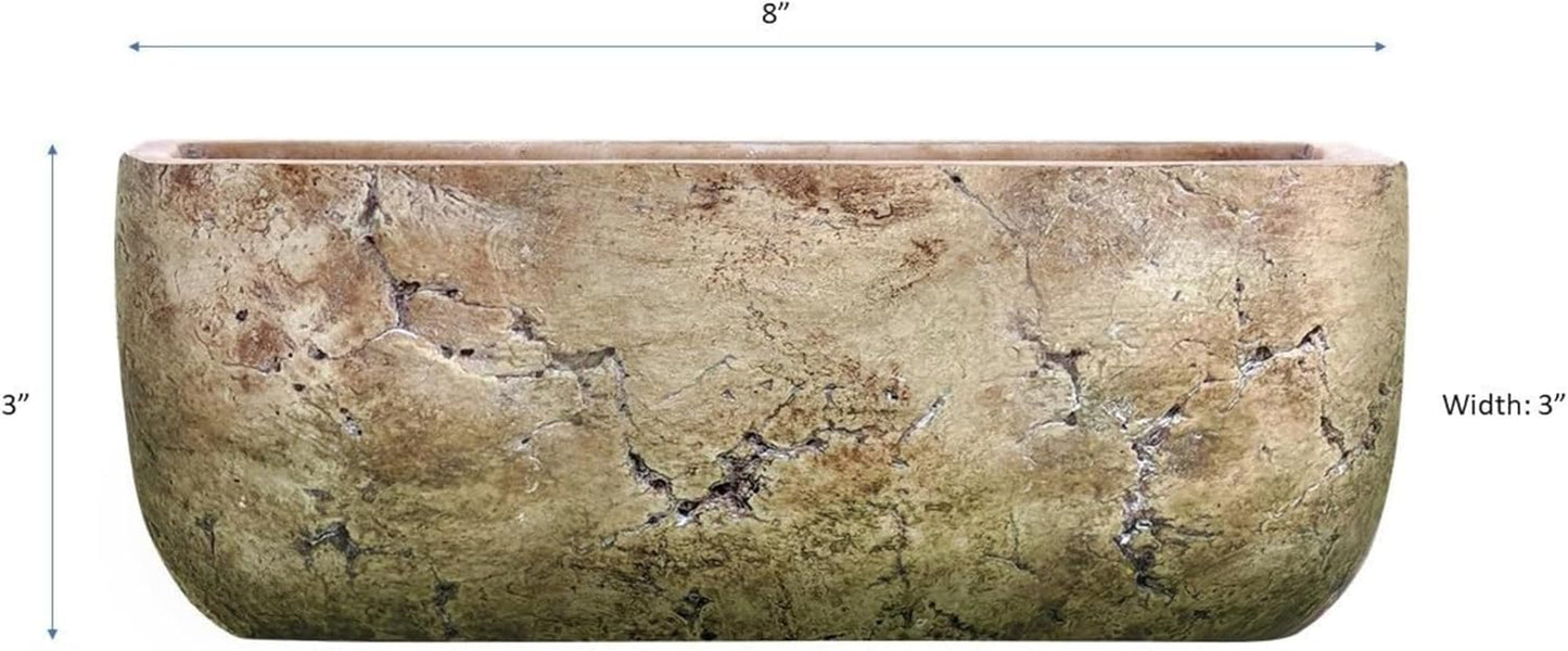 Cement Indoor Outdoor Planter with Drainage Hole, Dakota Trough Planter, Earth Moss Gray, Large, 8In