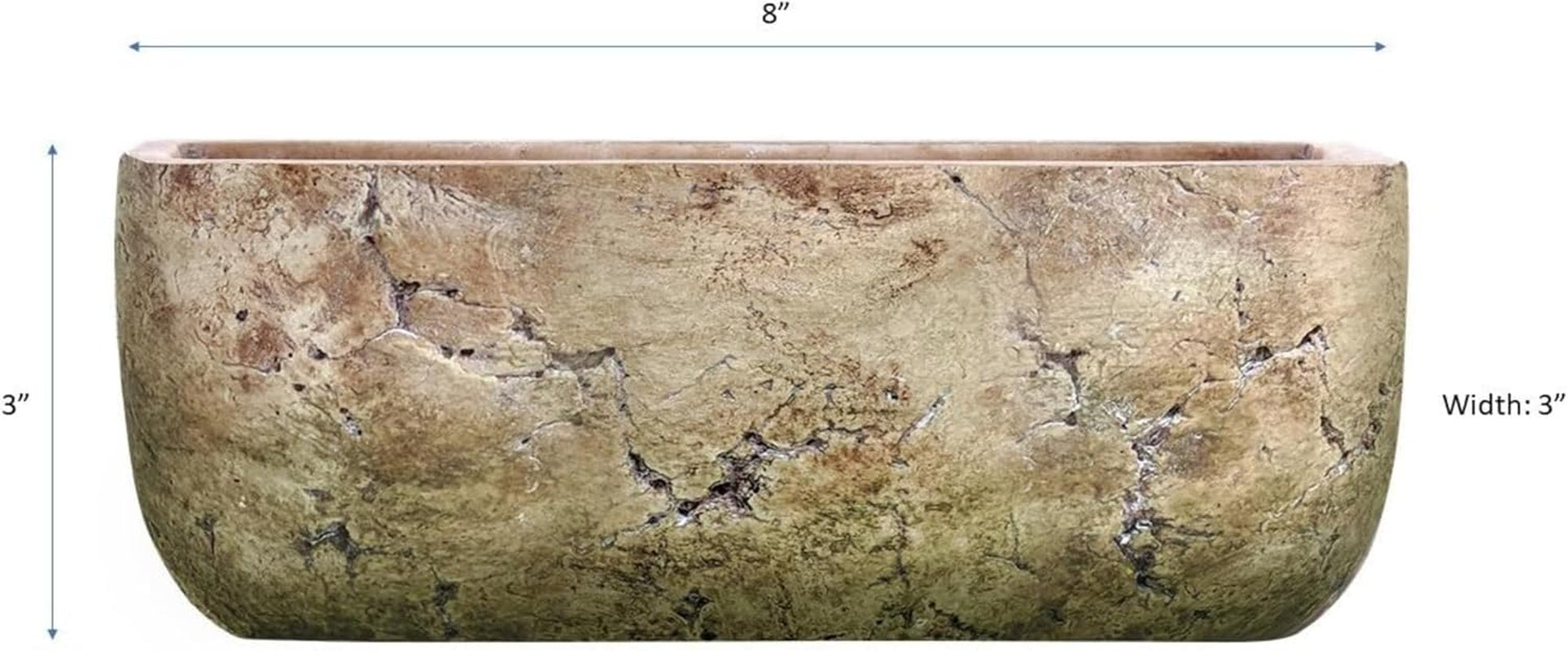 Cement Indoor Outdoor Planter with Drainage Hole, Dakota Trough Planter, Earth Moss Gray, Large, 8In