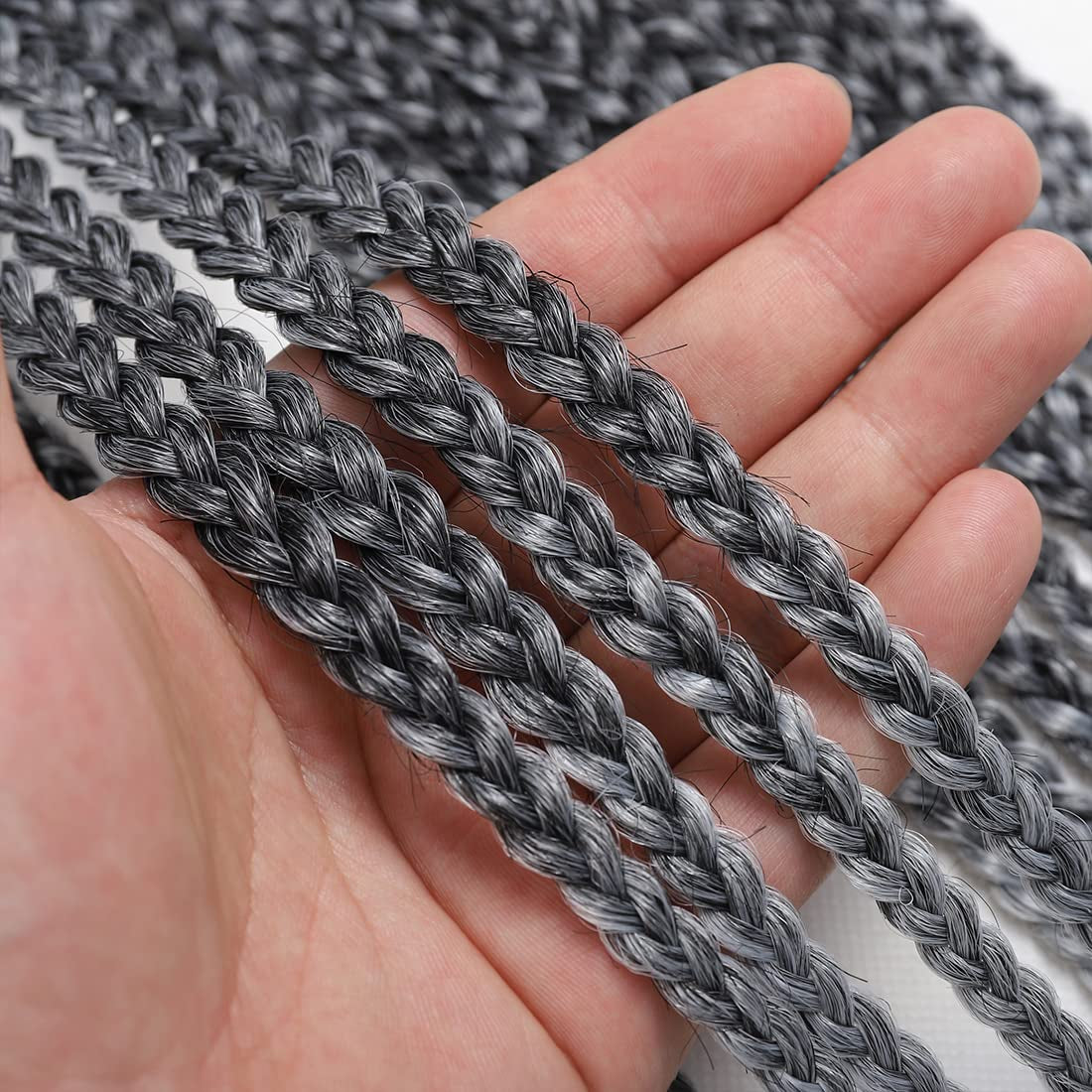 Crochet Box Braids Hair Pre Looped Goddess Box Braids Crochet Braiding Hair 7 Packs Crochet Box Braids 3X Box Braids Crochet Hair (14 Inch, TGRAY)