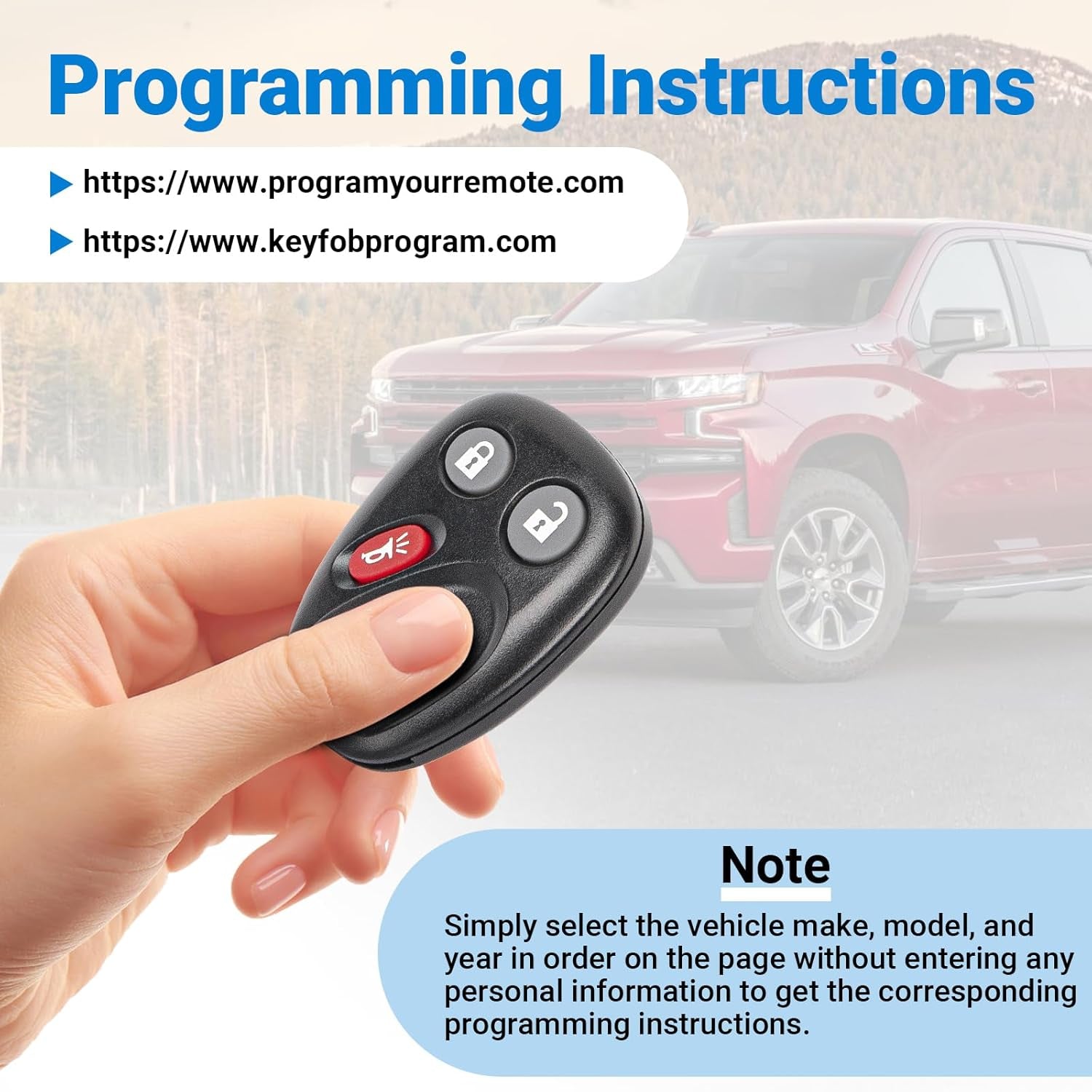 Keyless Entry Car Key Fob Replacement for 2003-2007 Chevy Chevrolet Silverado Tahoe Avalanche Equinox SSR Suburban/Gmc Sierra Yukon/Cadillac Escalade/Hummer H2 for LHJ011 (2 Pack)