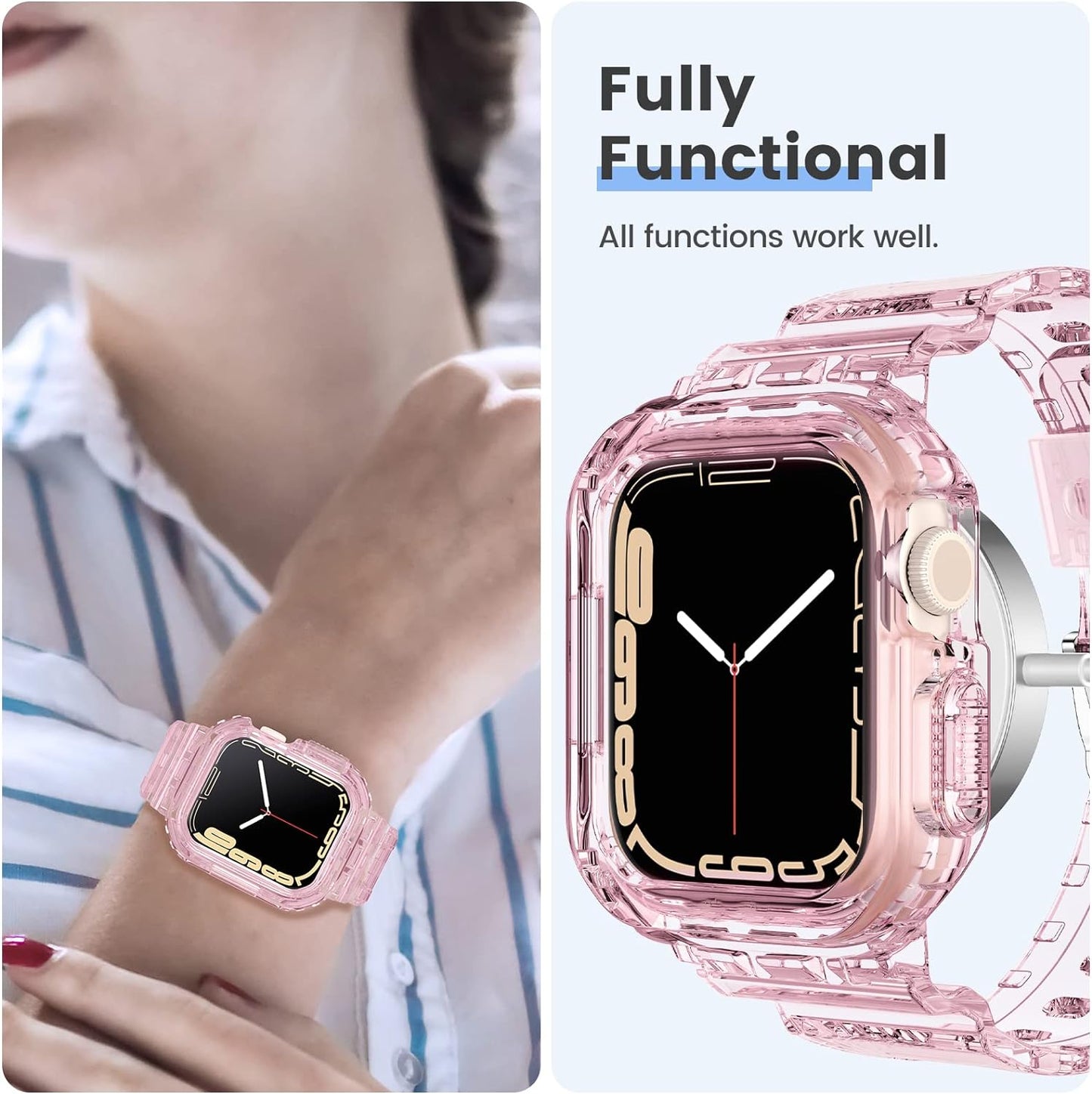 for Apple Watch Band 38Mm 40Mm 41Mm 42Mm 44Mm 45Mm 49Mm for Women Men, Cute Soft Sport Strap with Bumper Case, Cool Wristband Accessories for Iwatch Ultra SE2 Series 9 8 7 SE 6 5 4 3 2 1