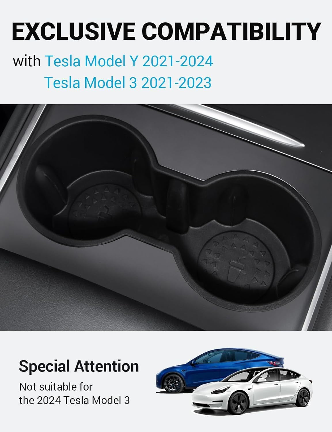 2025 Upgraded Tesla Model Y 2021-2025 Model 3 2021-2023 Center Console Cup Holder Insert, Tesla Center Console Interior Accessories, ONLY FIT New Console