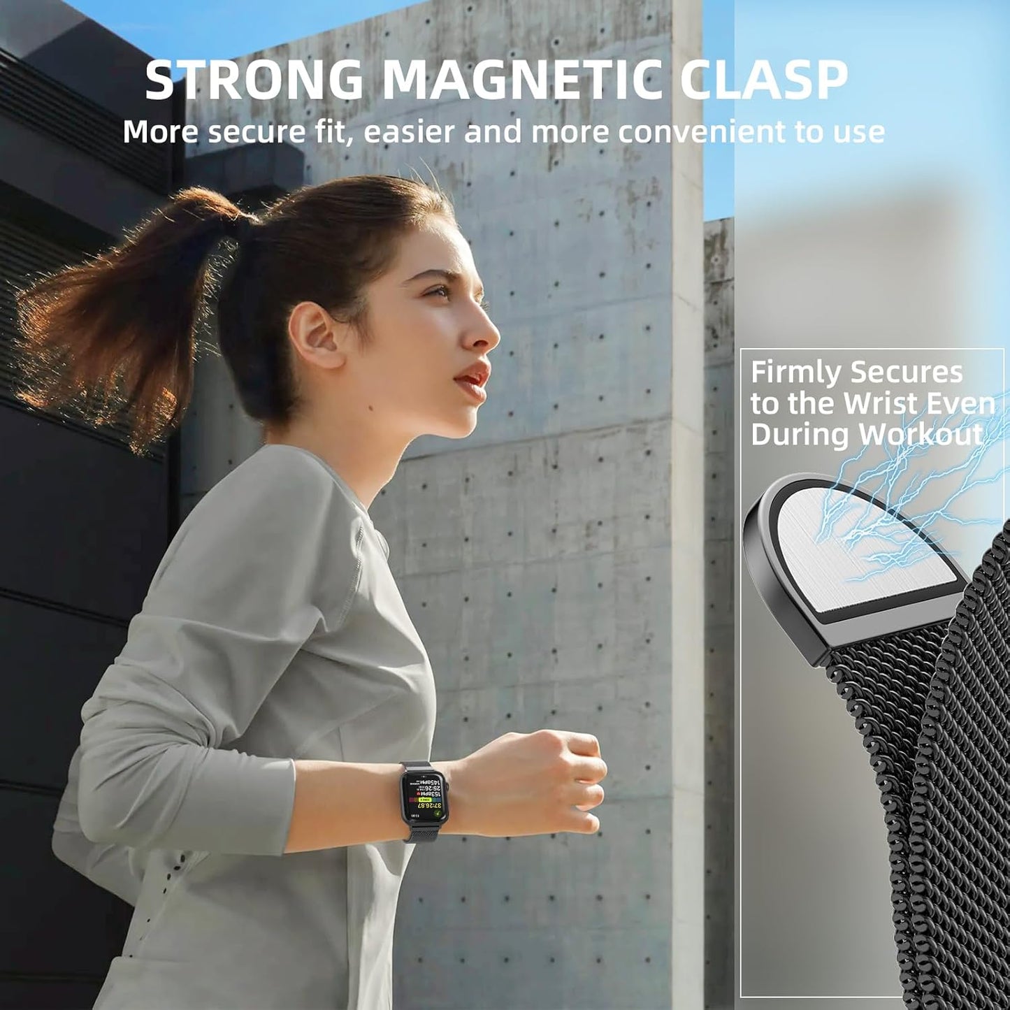 2 Pack Stainless Steel Mesh Loop Compatible with Apple Watch Band 38Mm 40Mm 41Mm 42Mm Series 10 Women Men, Magnetic Clasp Replacement Strap for Iwatch - Rose Gold+Black