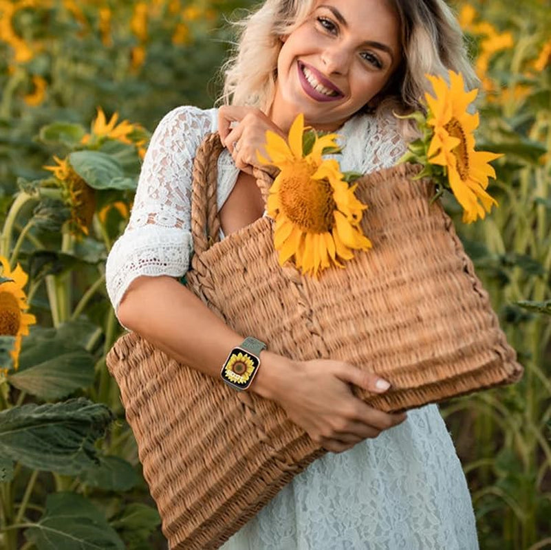 AXTECHS Engraved Wildflower Watch Bands Are Compatible with Apple Watch Bands Sizes 38Mm 40Mm 41Mm 42Mm 44Mm 45Mm 49Mm Iwatch Series 9 8 7 6 5 4 3 2 1 SE Ultra Ultra 2, and Are Made from Premium Soft Silicone for Men and Women.