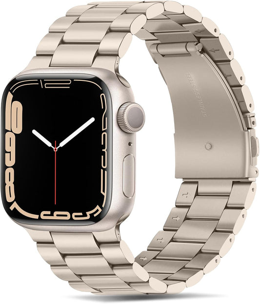 Band Compatible with Apple Watch Band 49Mm 45Mm 44Mm 42Mm Premium Stainless Steel Metal Replacement Strap Compatible with Apple Watch Ultra 2 Ultra Series 9 8 7 6 5 4 3 2 1 SE, Starlight